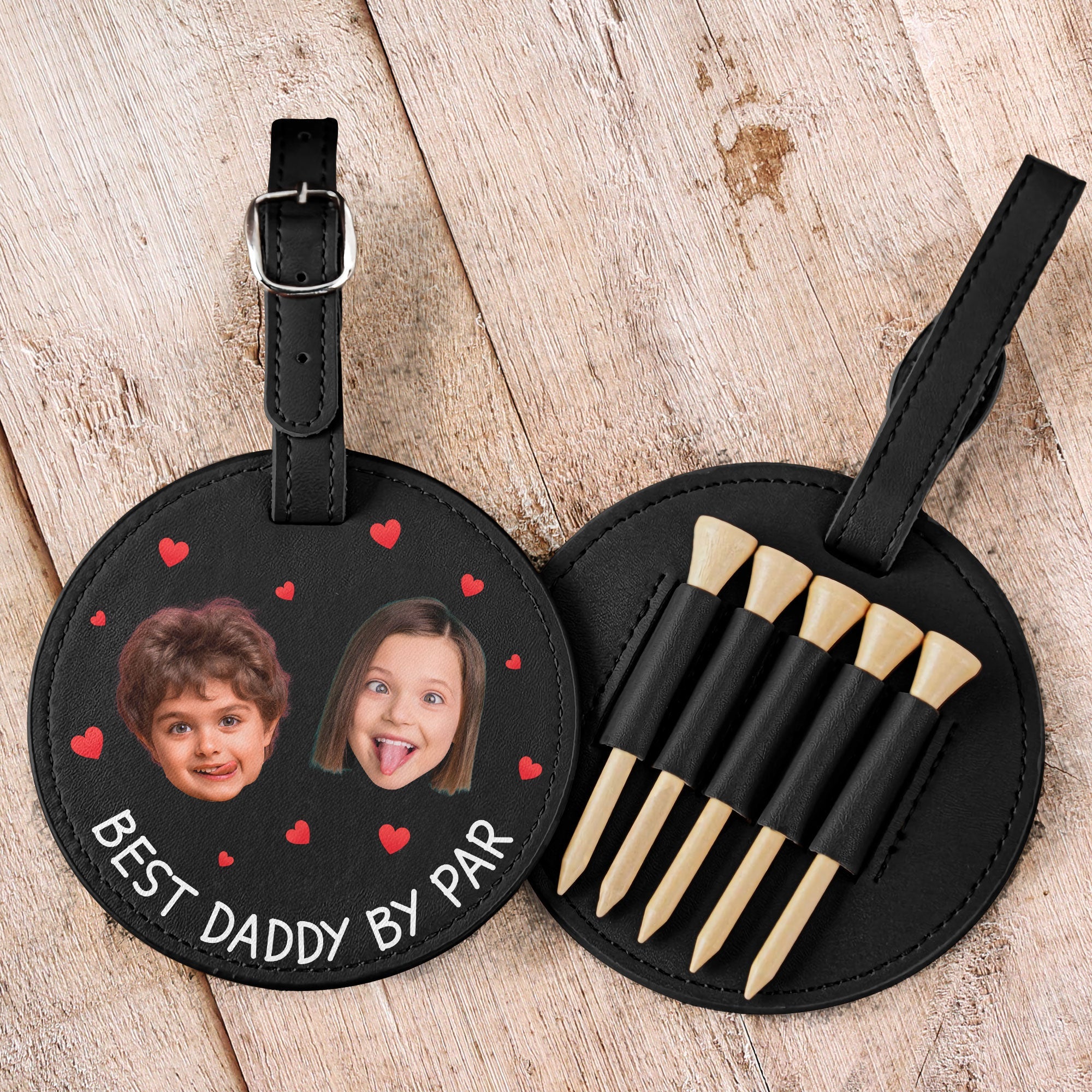 Best Daddy By Par - Personalized Photo Leather Golf Bag Tag