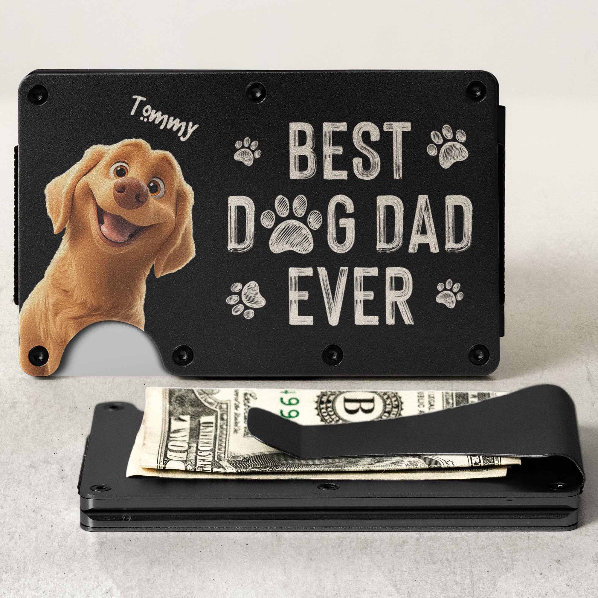 Best Dog Dad Ever - Personalized Metal Card Holder