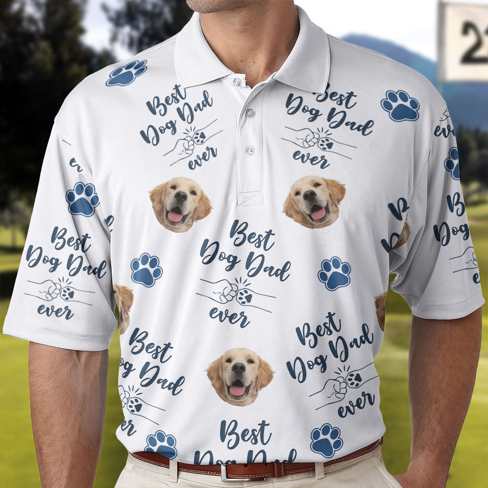 Best Dog Dad Ever - Personalized Photo Polo Shirt