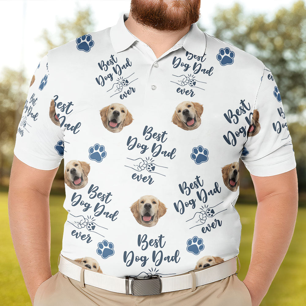 Best Dog Dad Ever - Personalized Photo Polo Shirt