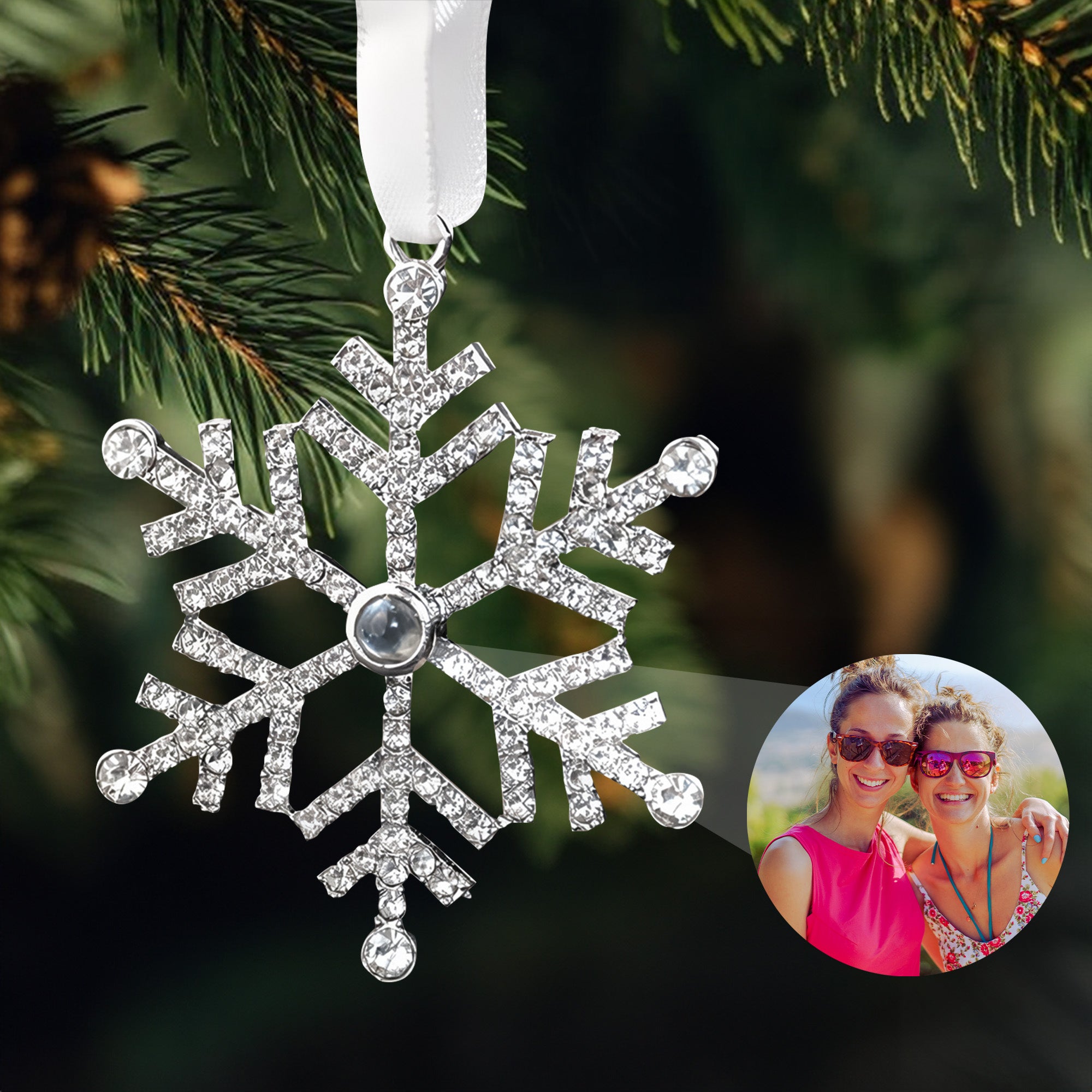 Best Friends Forever Friendship Gift - Custom Photo Projection Snowflake Ornament