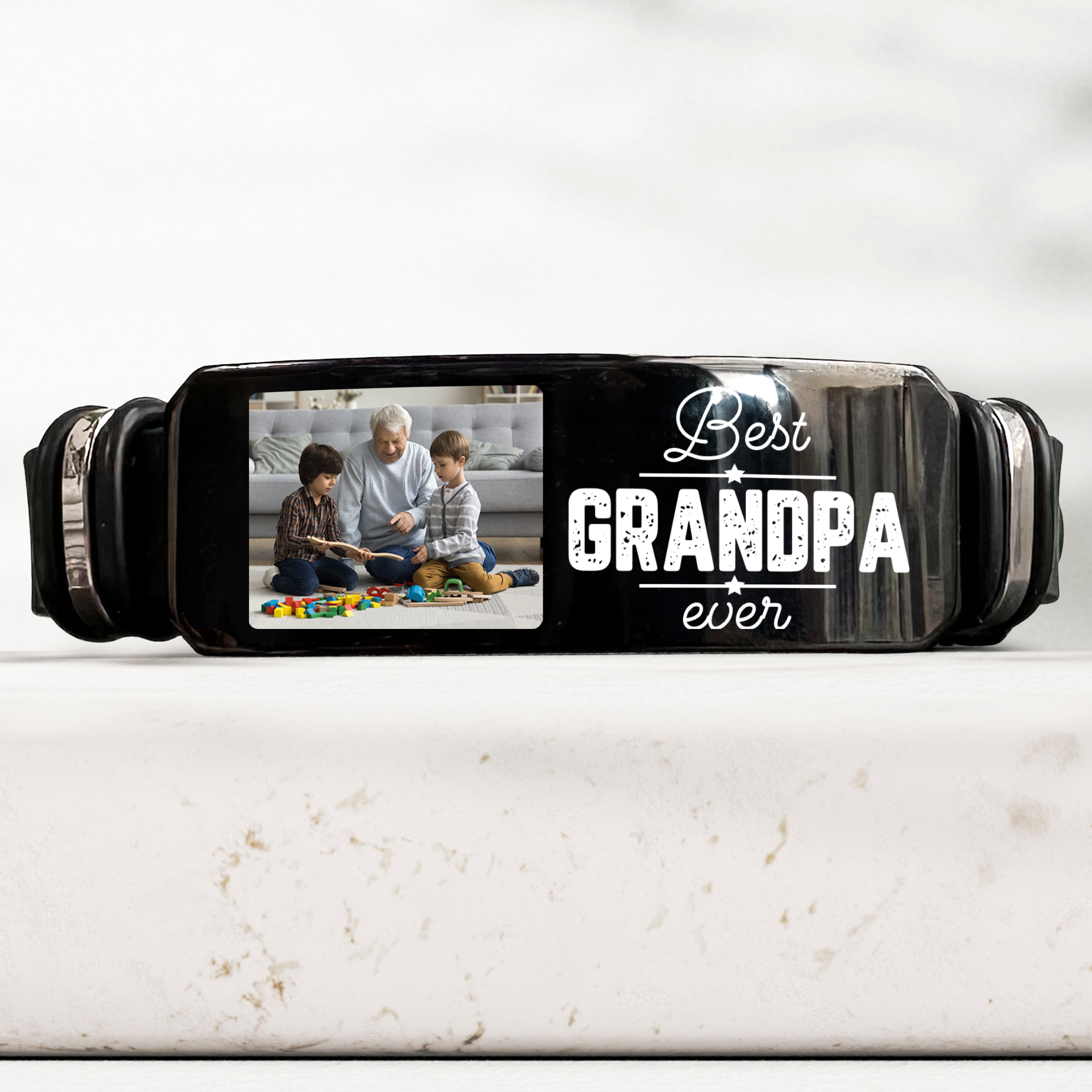 Best Grandpa Ever Father's Day Gift - Personalized Photo Engraved Bracelet