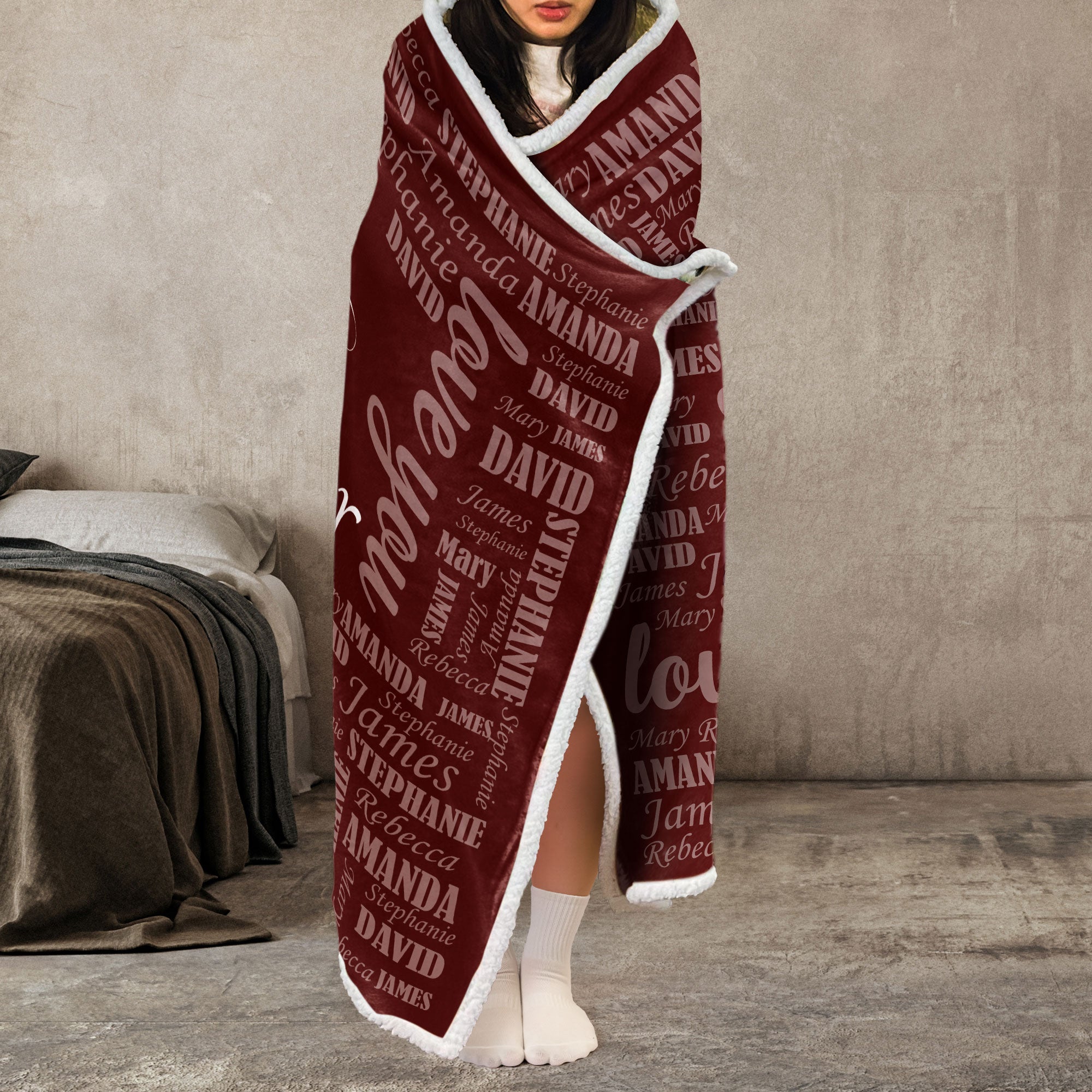 Best Mom Ever Custom Names Blanket - Personalized Wearable Blanket Hoodie