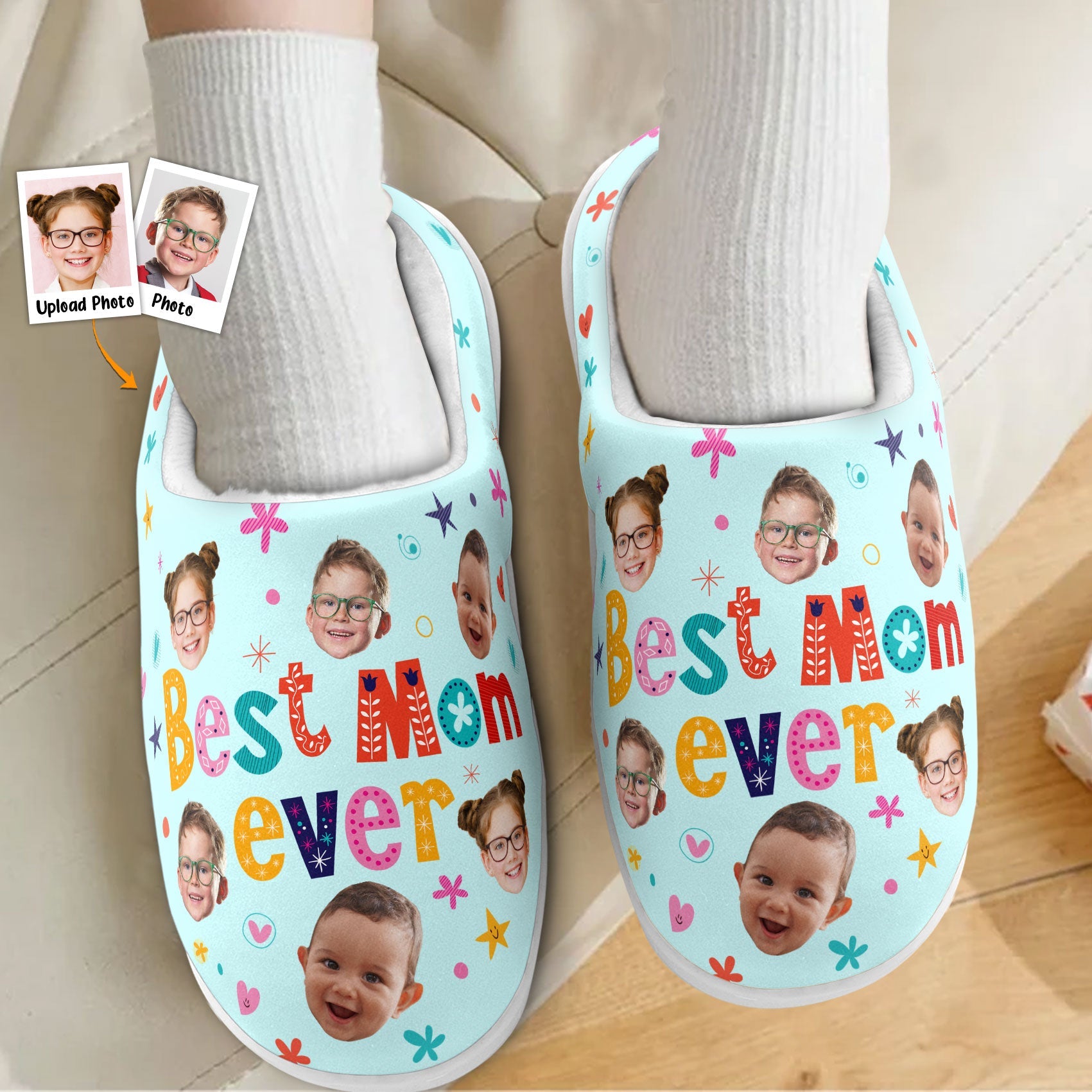 Best Mom Ever, Best Grandma - Personalized Photo Slippers