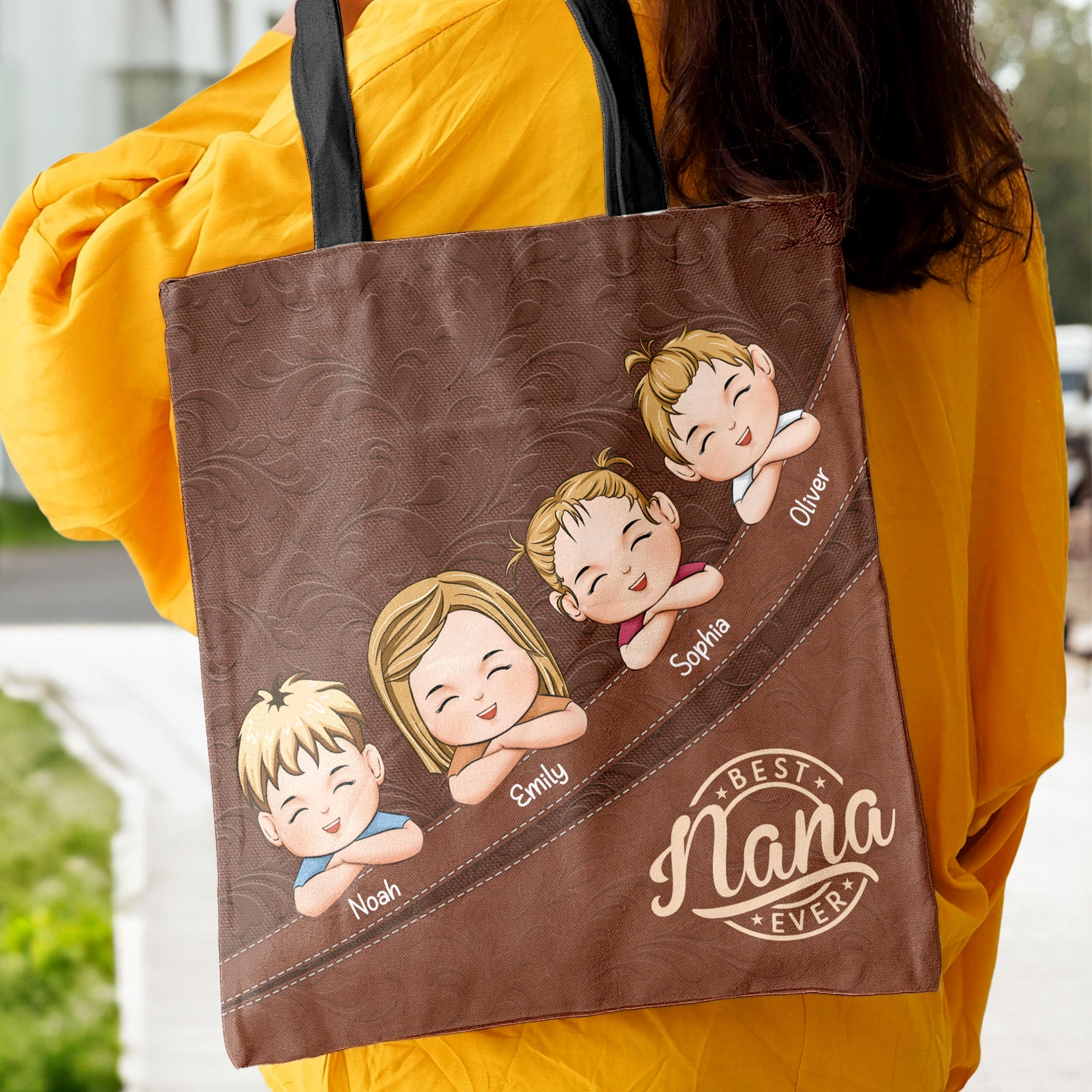 Best Nana Ever Custom Cute Kids - Personalized Tote Bag