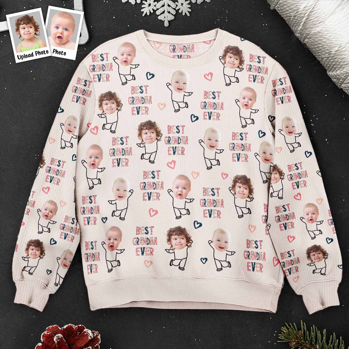 Best Nana Ever Custom Grandkids - Personalized Photo Ugly Sweater