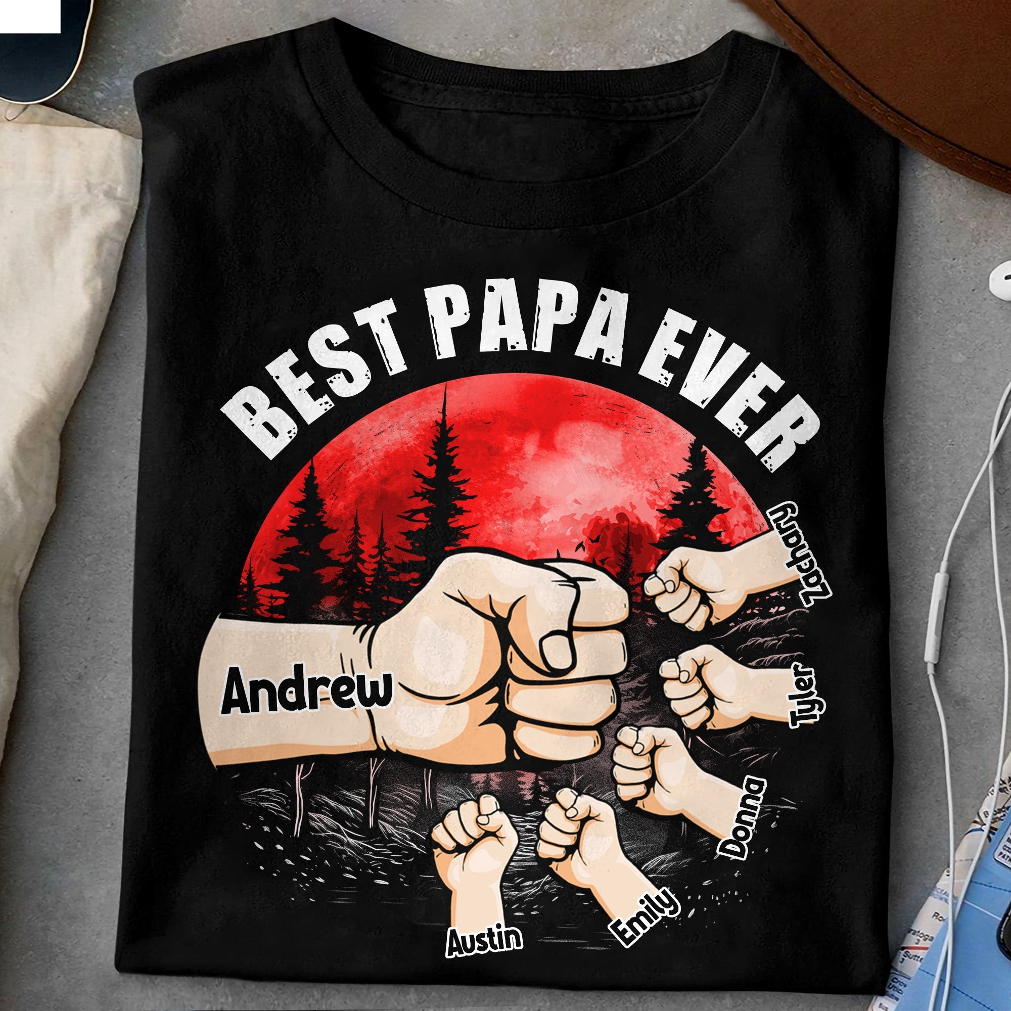 Best Papa Ever Fistbump - Personalized Shirt