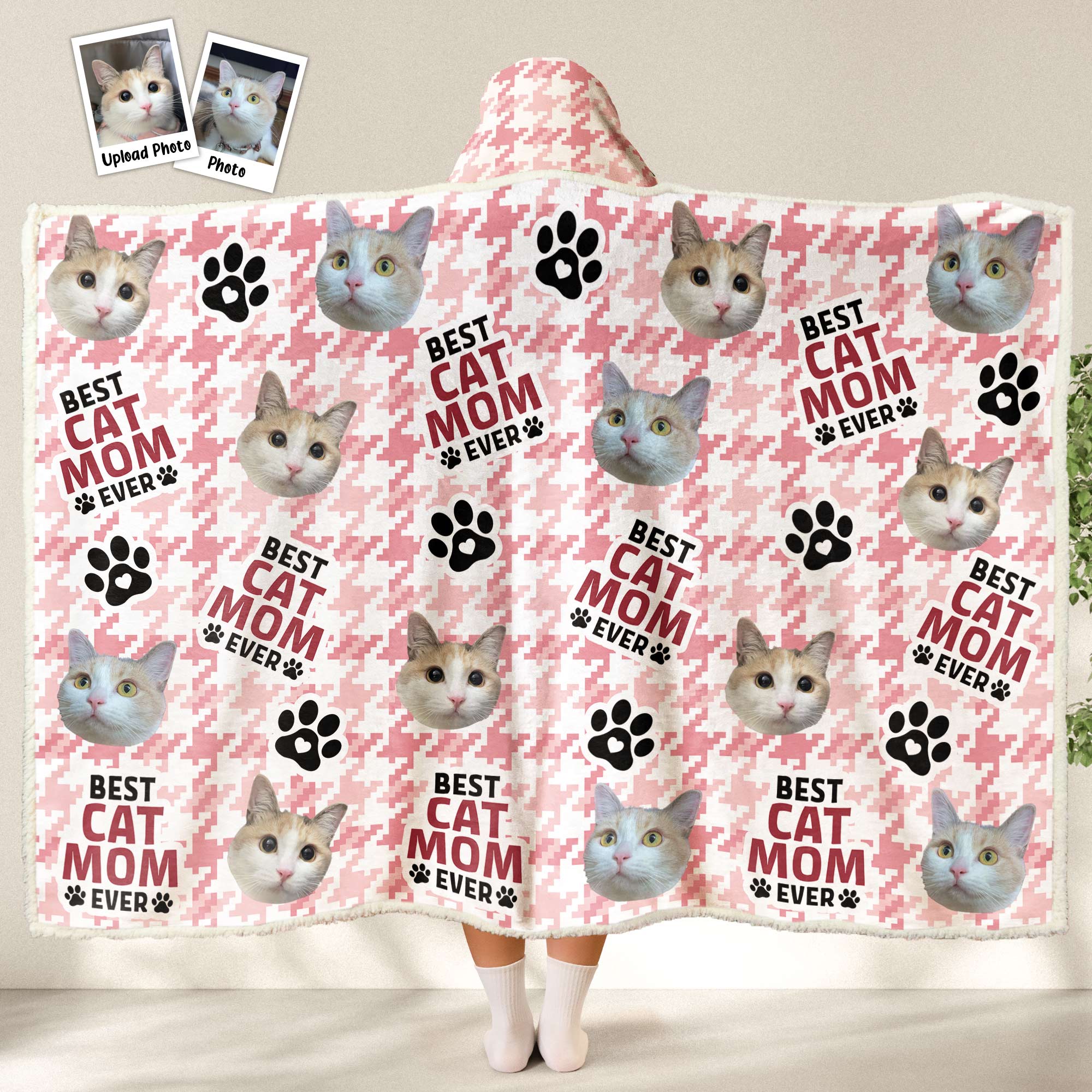 Best Pet Mom Ever - Personalized Photo Wearable Blanket Hoodie