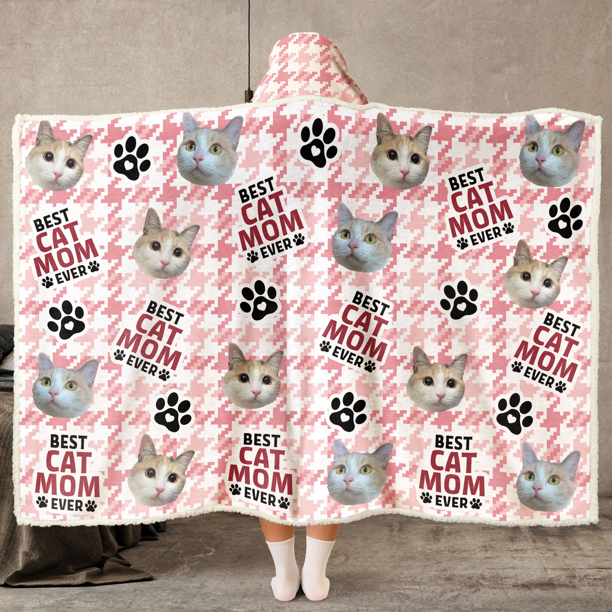 Best Pet Mom Ever - Personalized Photo Wearable Blanket Hoodie