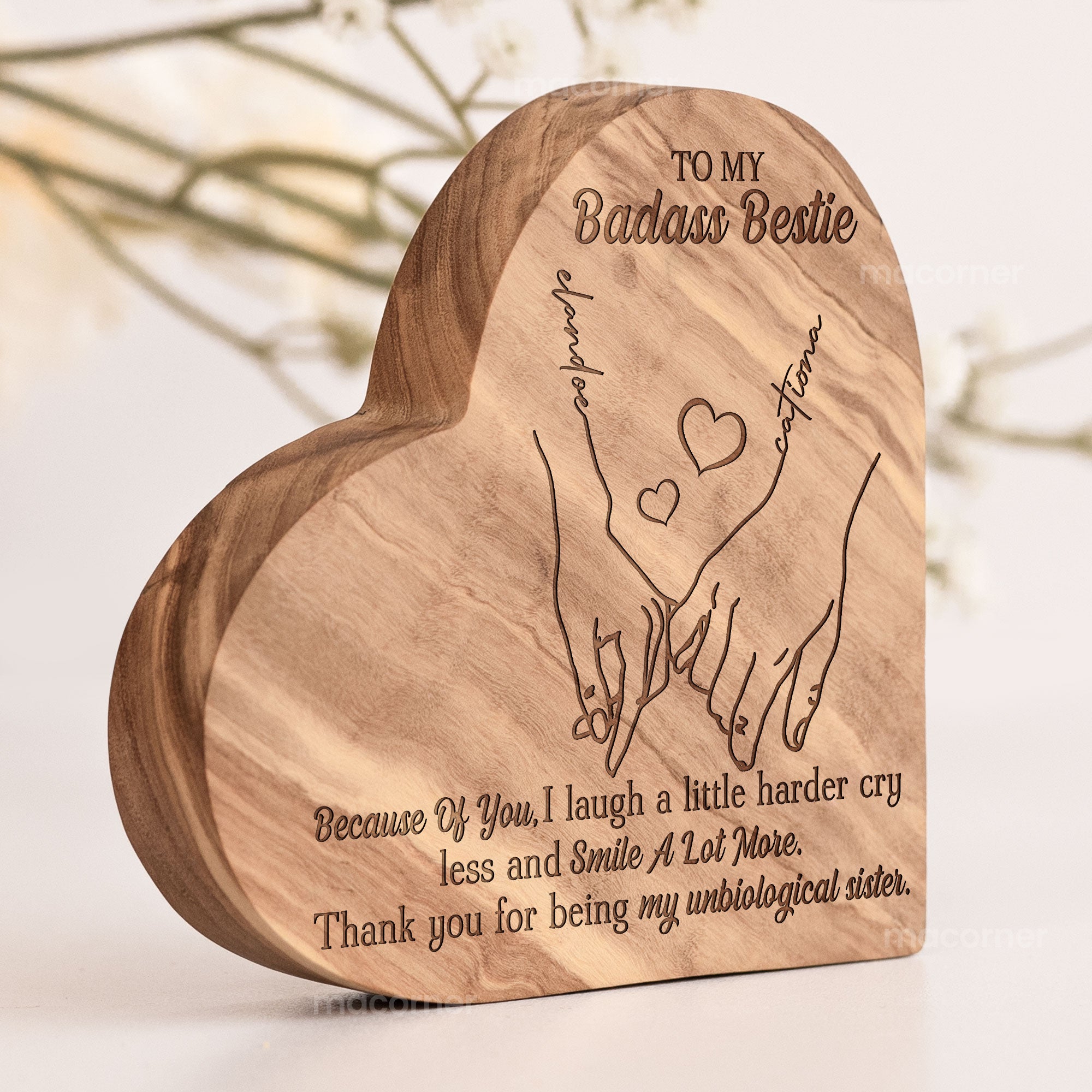 Bestie Because Of You I Laugh A Little Harder - Personalized Engraved Wood Plaque