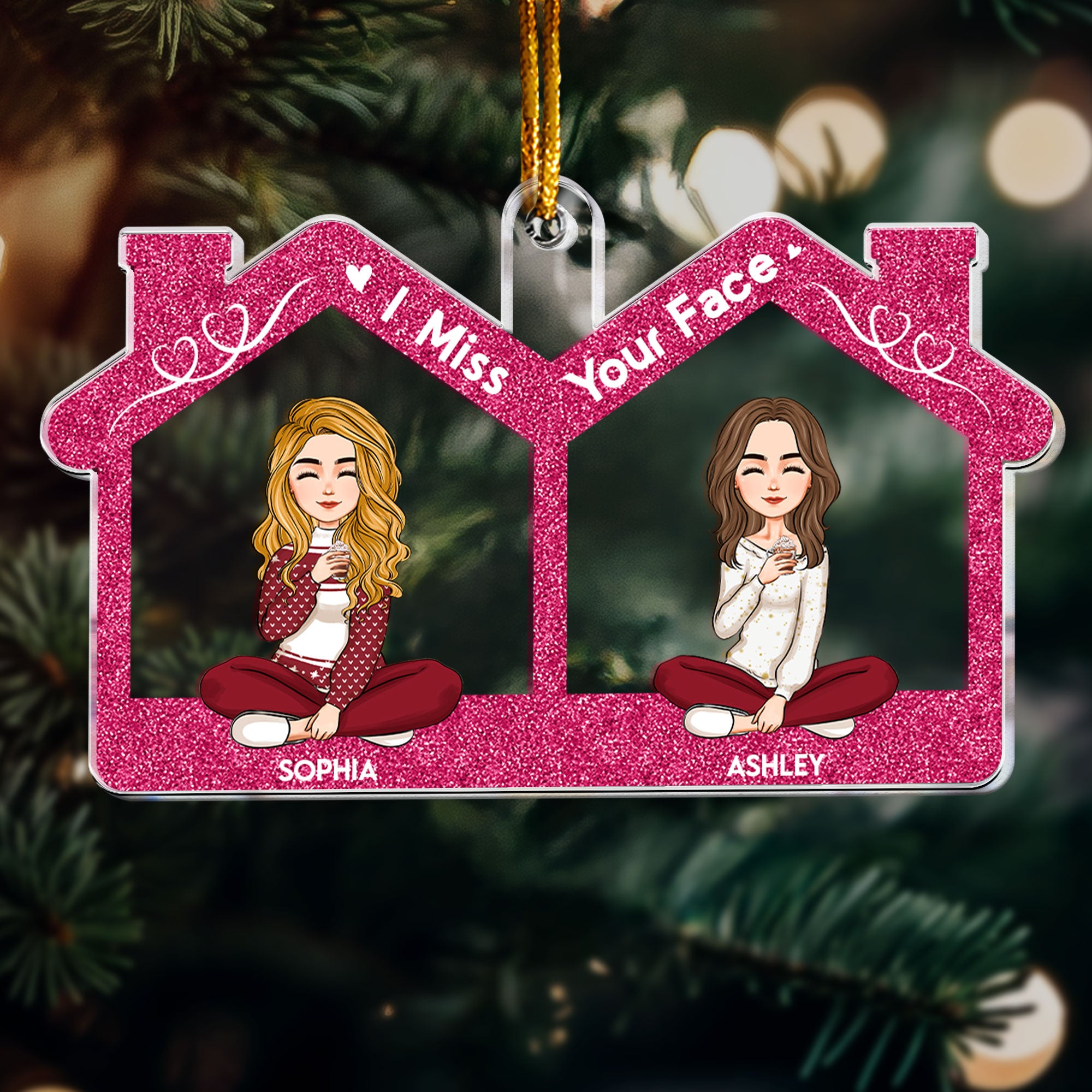 Bestie - I Miss Your Face - Personalized Acrylic Ornament