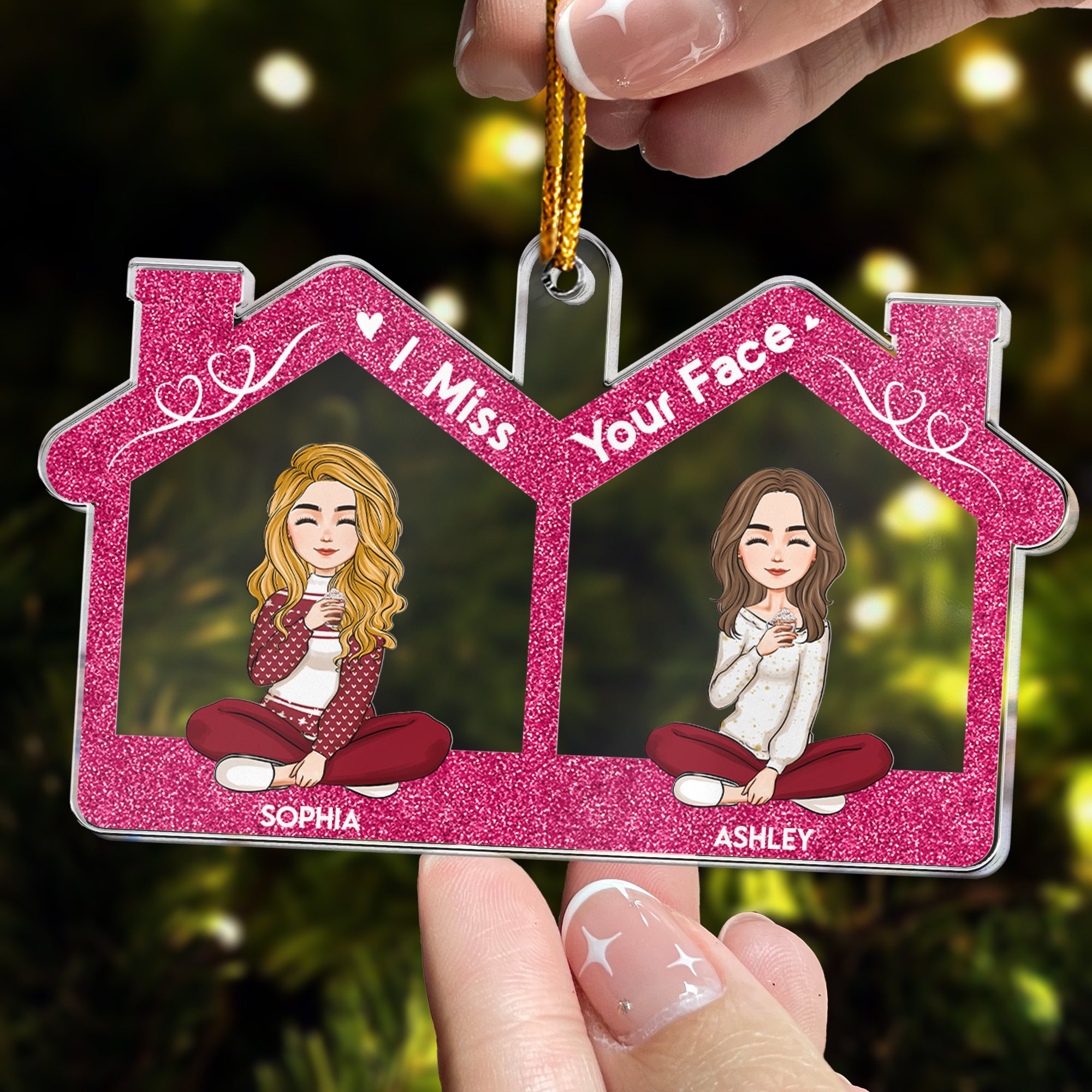 Bestie - I Miss Your Face - Personalized Acrylic Ornament