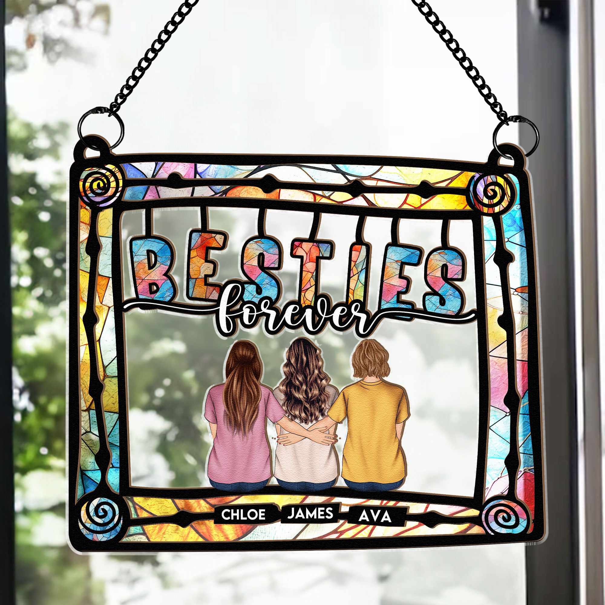 Besties Being Together - Personalized Window Hanging Suncatcher Ornament