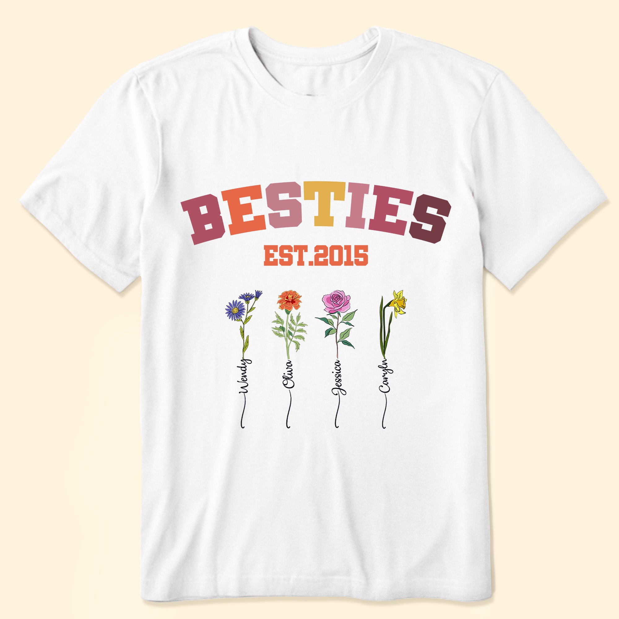 Besties Est Birthflower Friend Gift - Personalized Sweatshirt