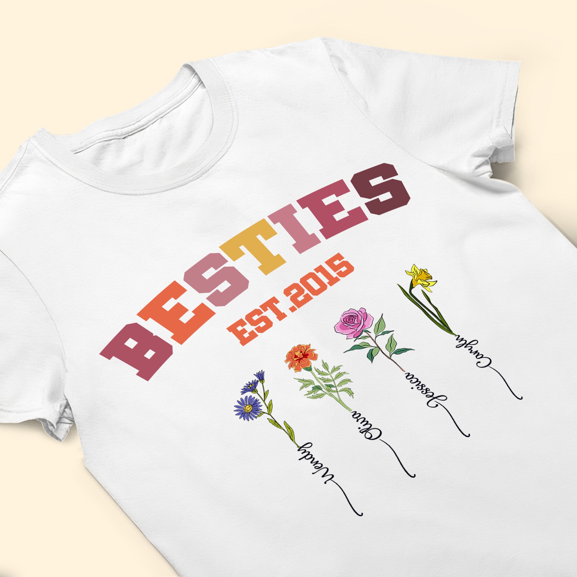 Besties Est Birthflower Friend Gift - Personalized Sweatshirt