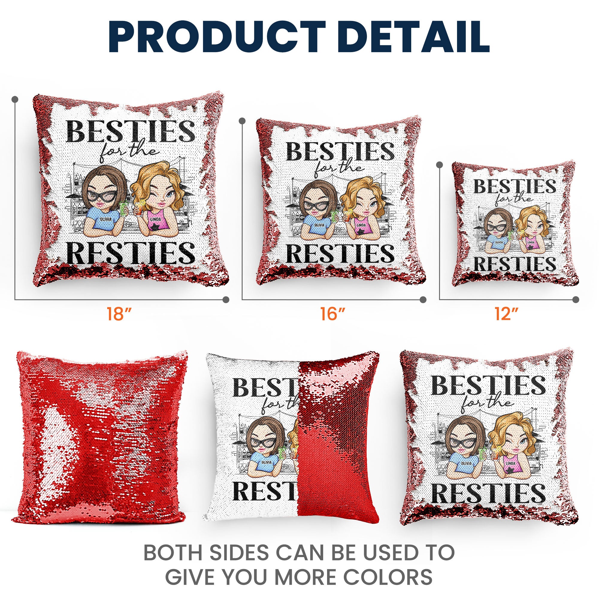 Besties For The Resties Gift For Friends - Custom Sequin Pillow