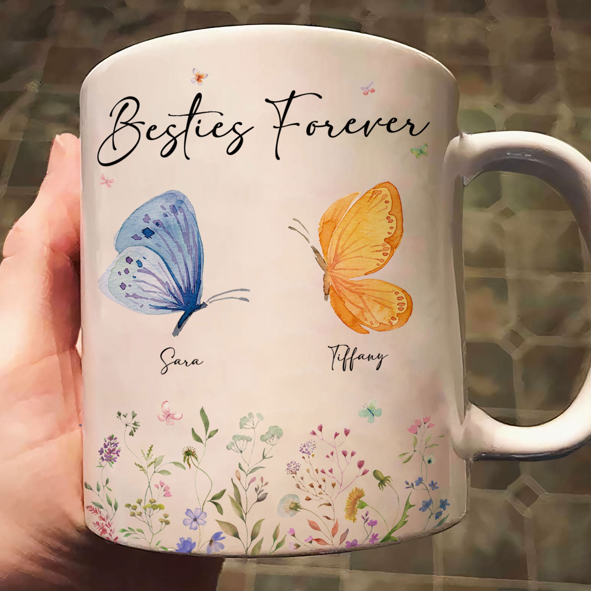 Besties Forever Butterfly Version - Personalized Mug