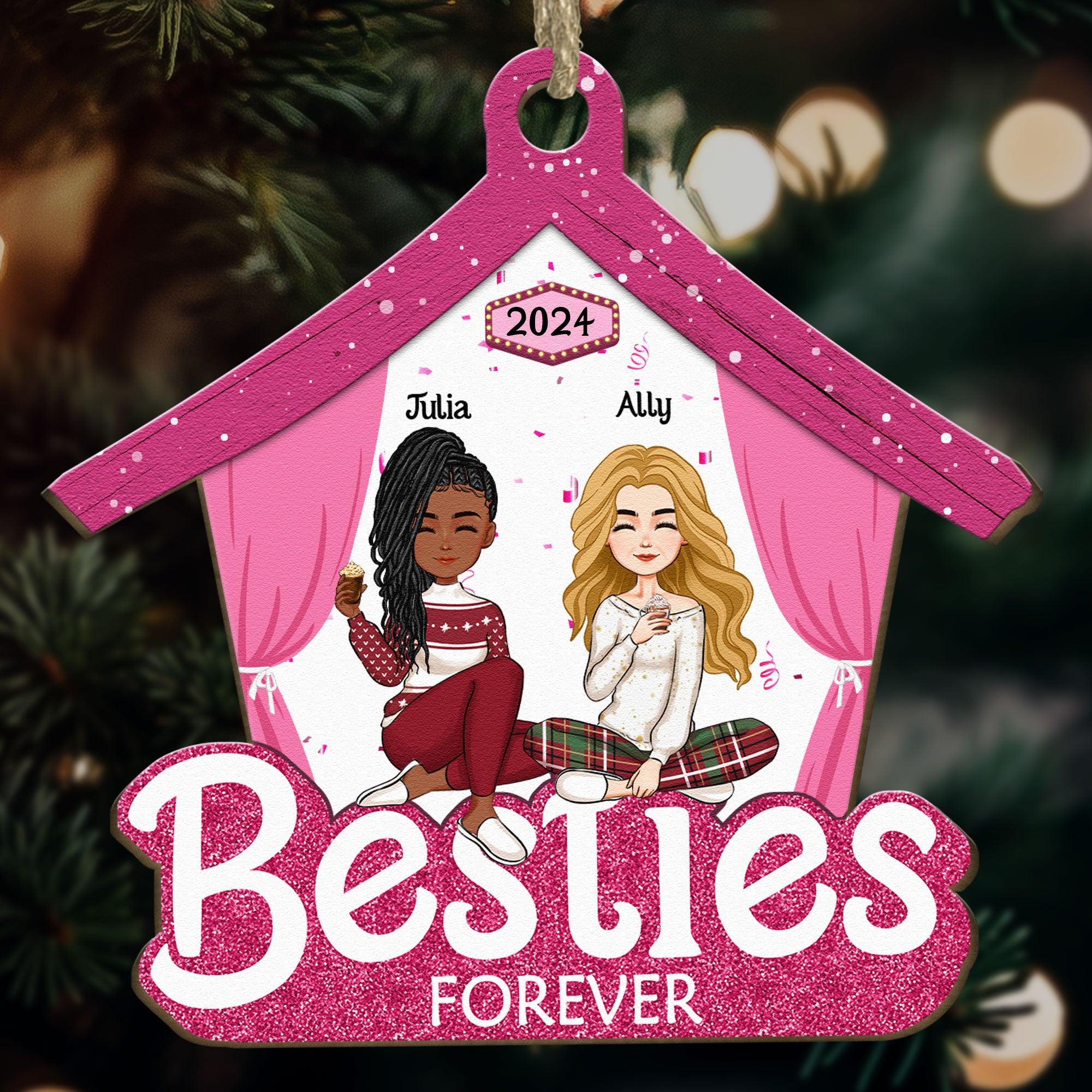 Besties Forever - Limited Version - Personalized Wooden Ornament