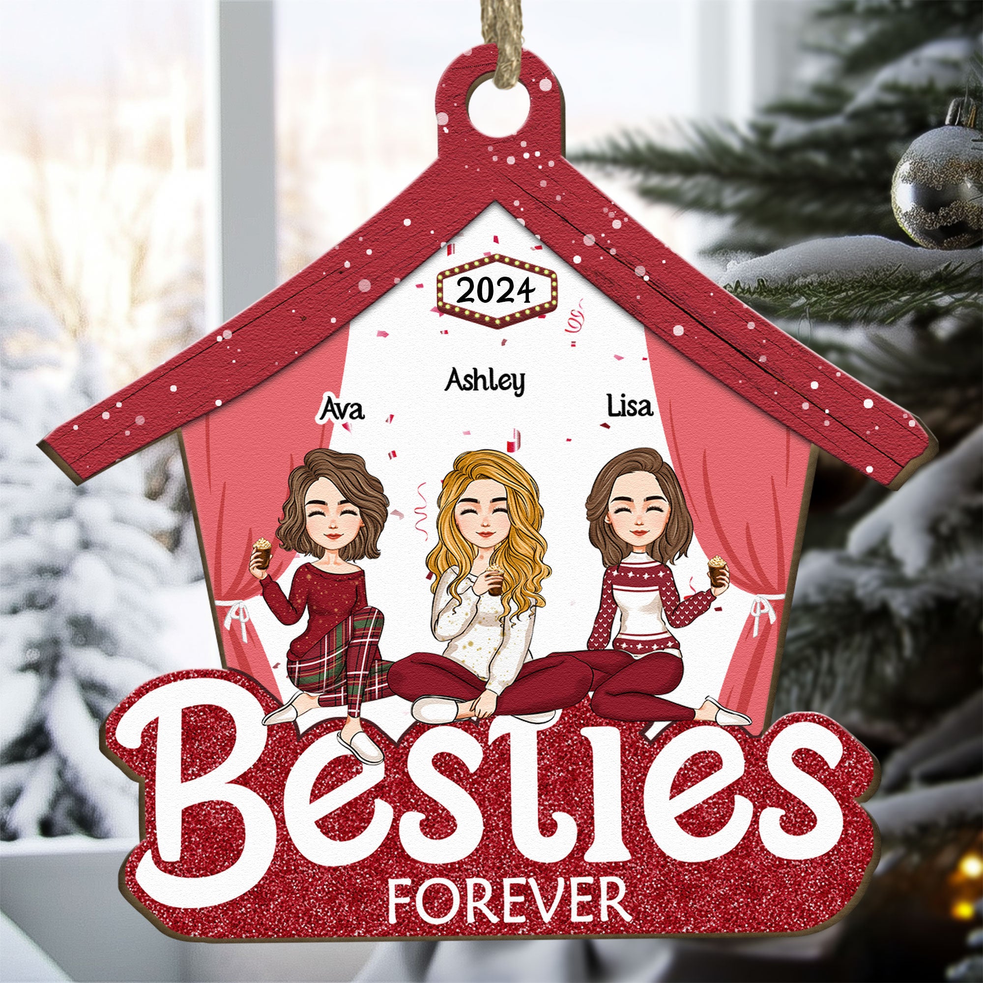 Besties Forever - Limited Version - Personalized Wooden Ornament