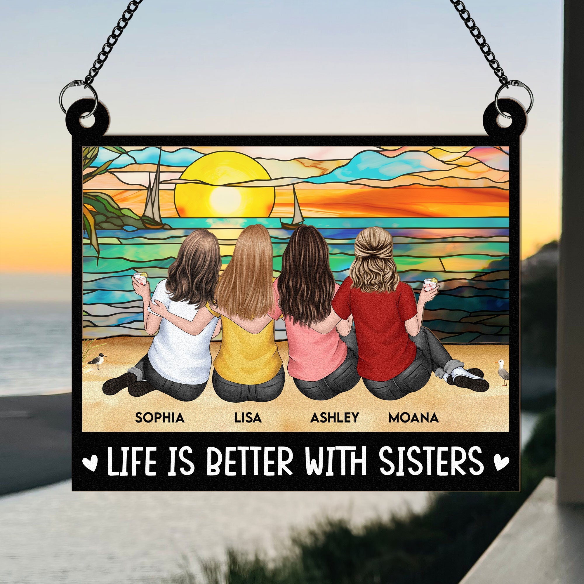 Besties Forever - Personalized Window Hanging Suncatcher Ornament