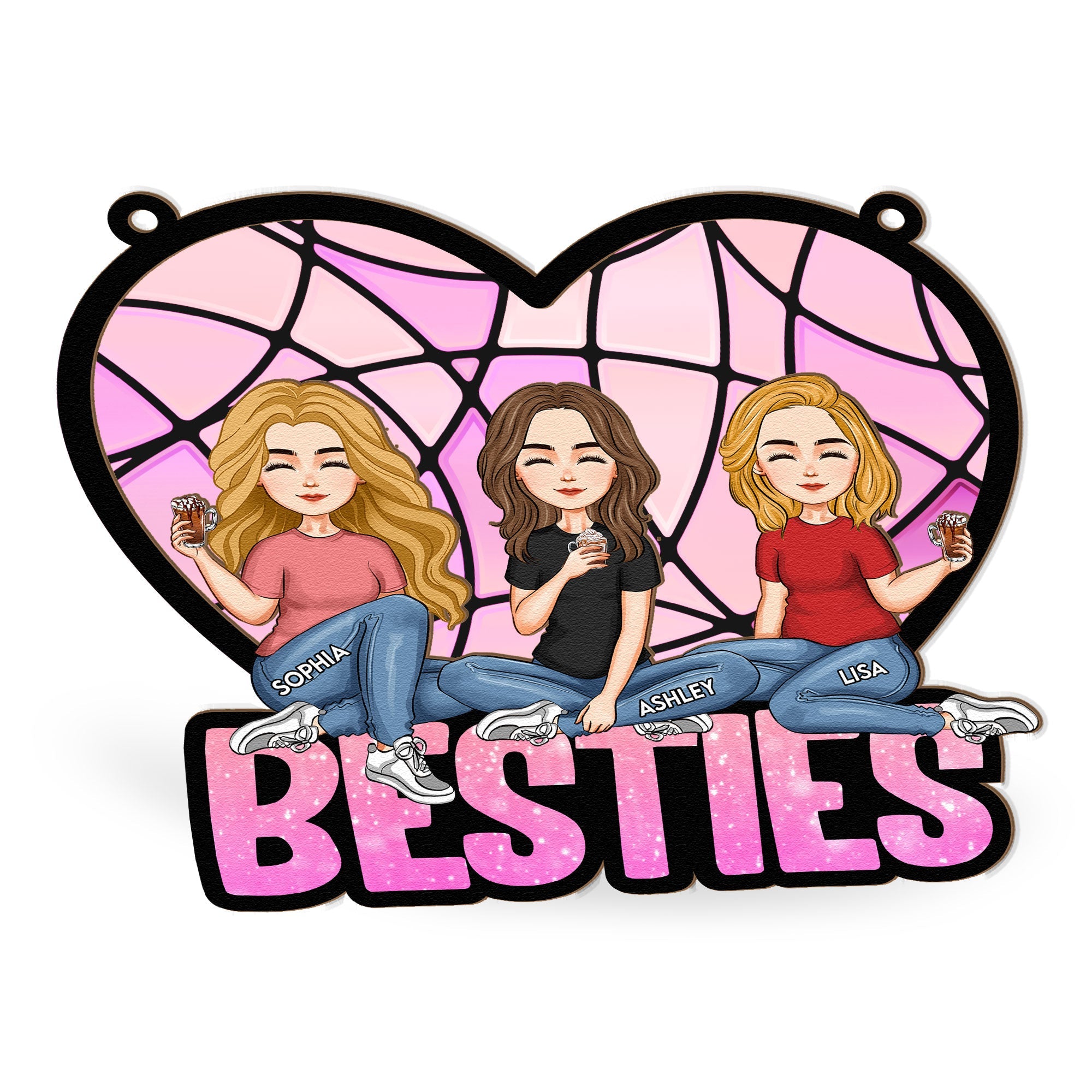 Besties Forever - Personalized Window Hanging Suncatcher Ornament