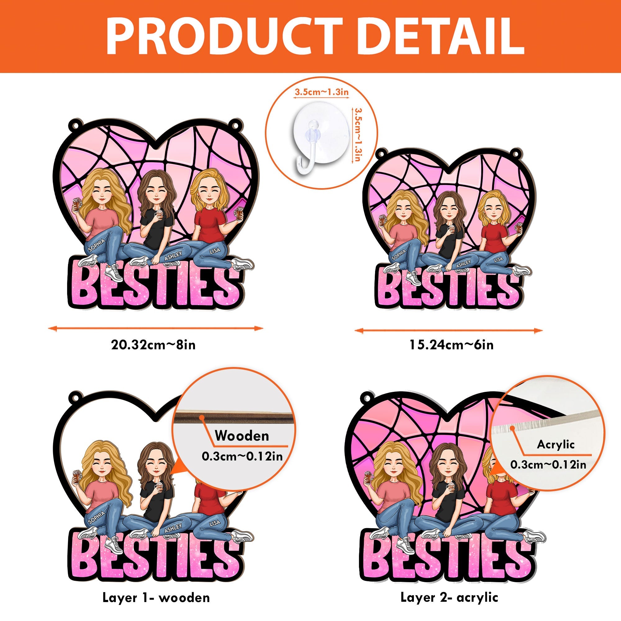 Besties Forever - Personalized Window Hanging Suncatcher Ornament