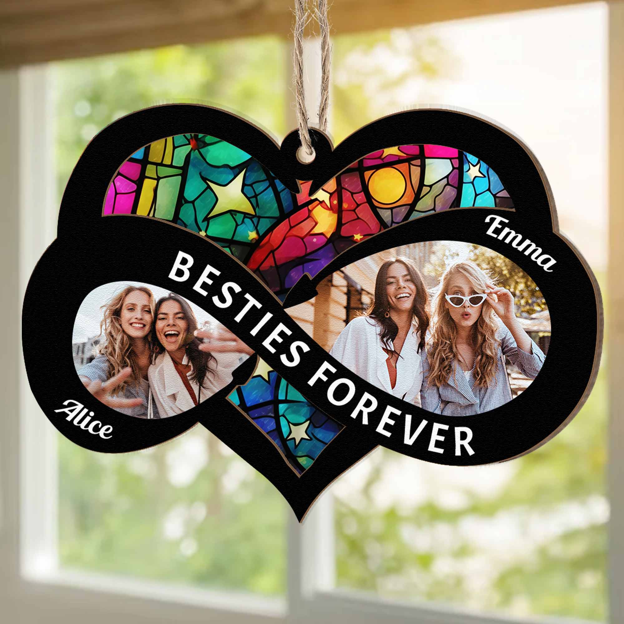 Besties Forever- Friendship - Personalized Suncatcher Photo Ornament