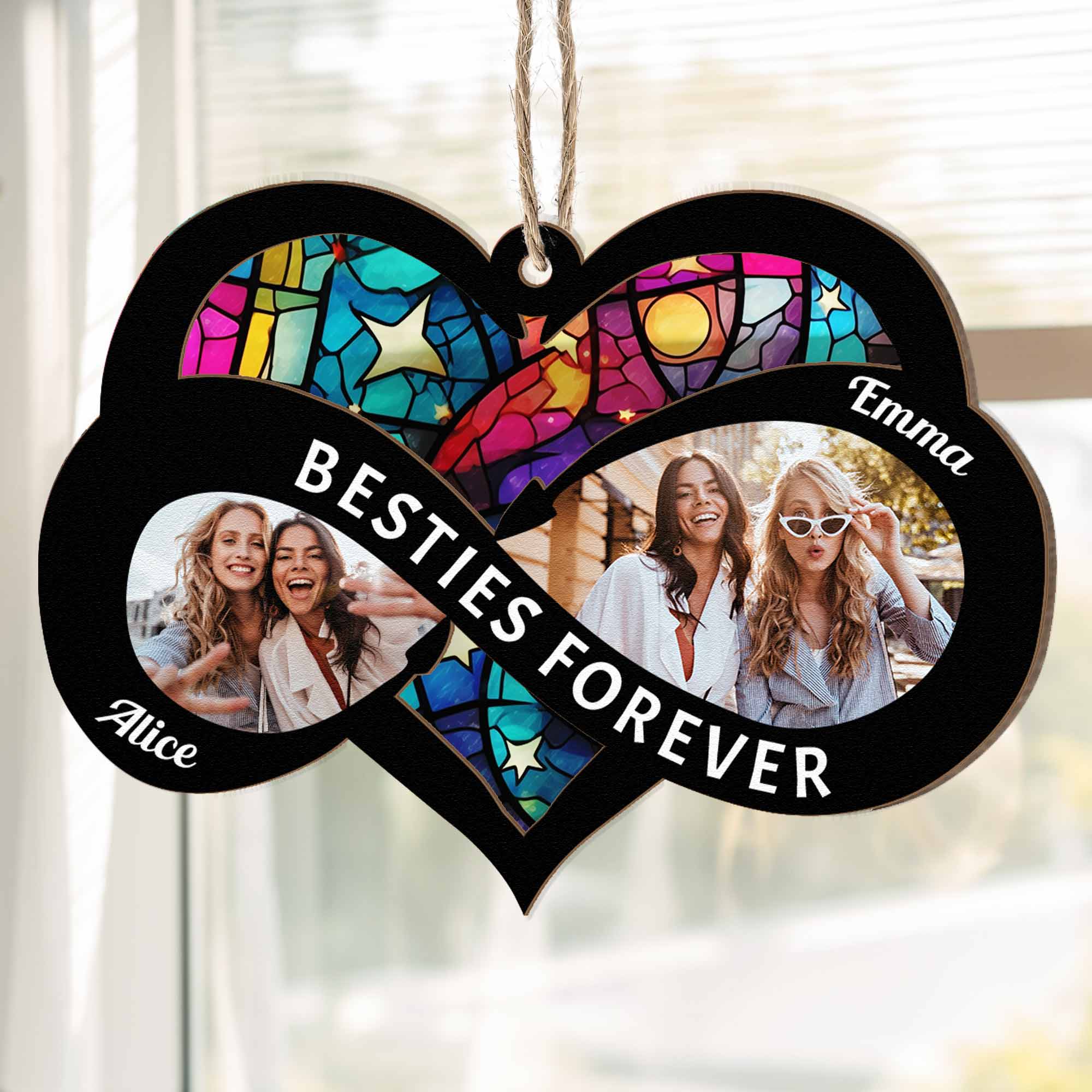 Besties Forever- Friendship - Personalized Suncatcher Photo Ornament