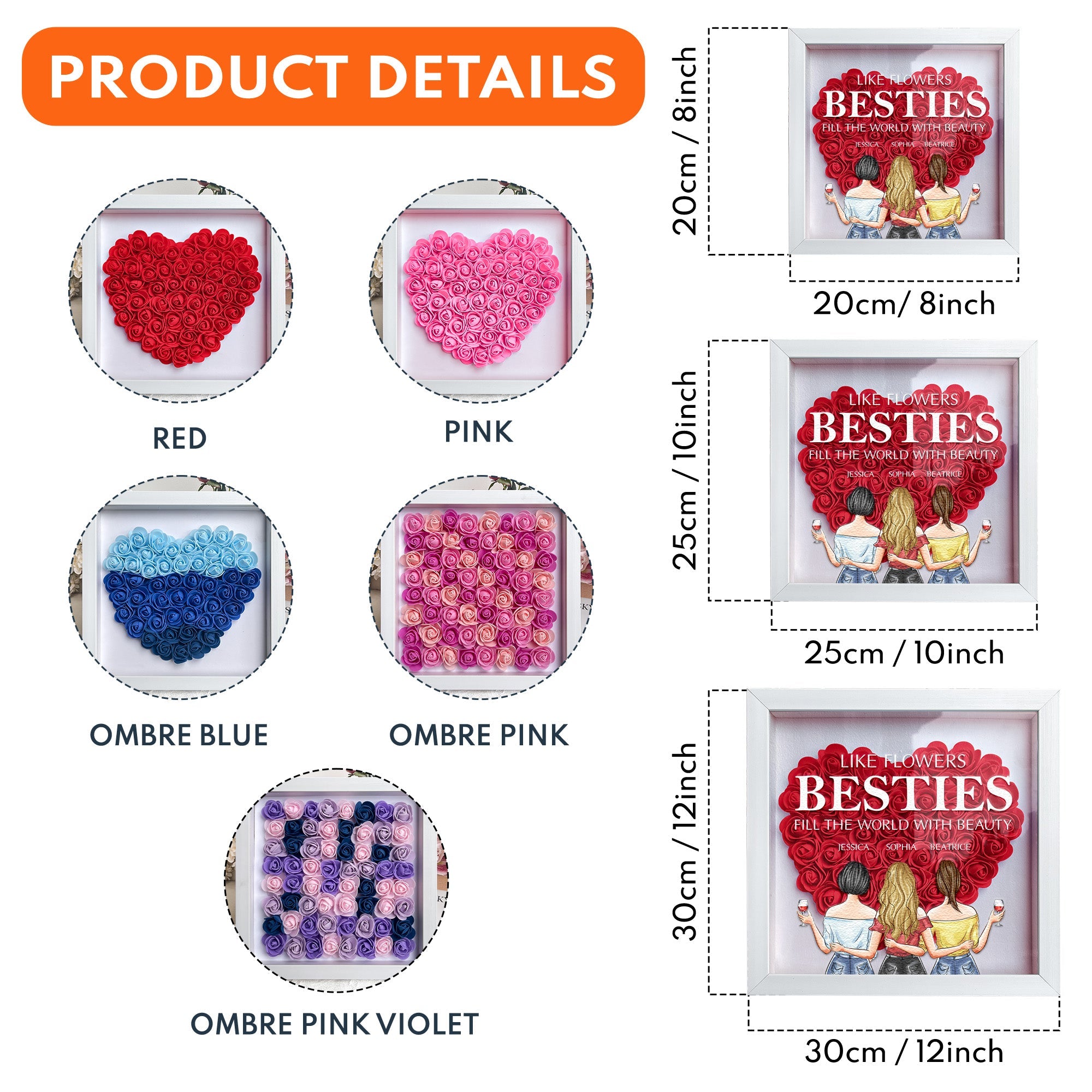 Besties Like Flowers - Personalized Flower Shadow Box