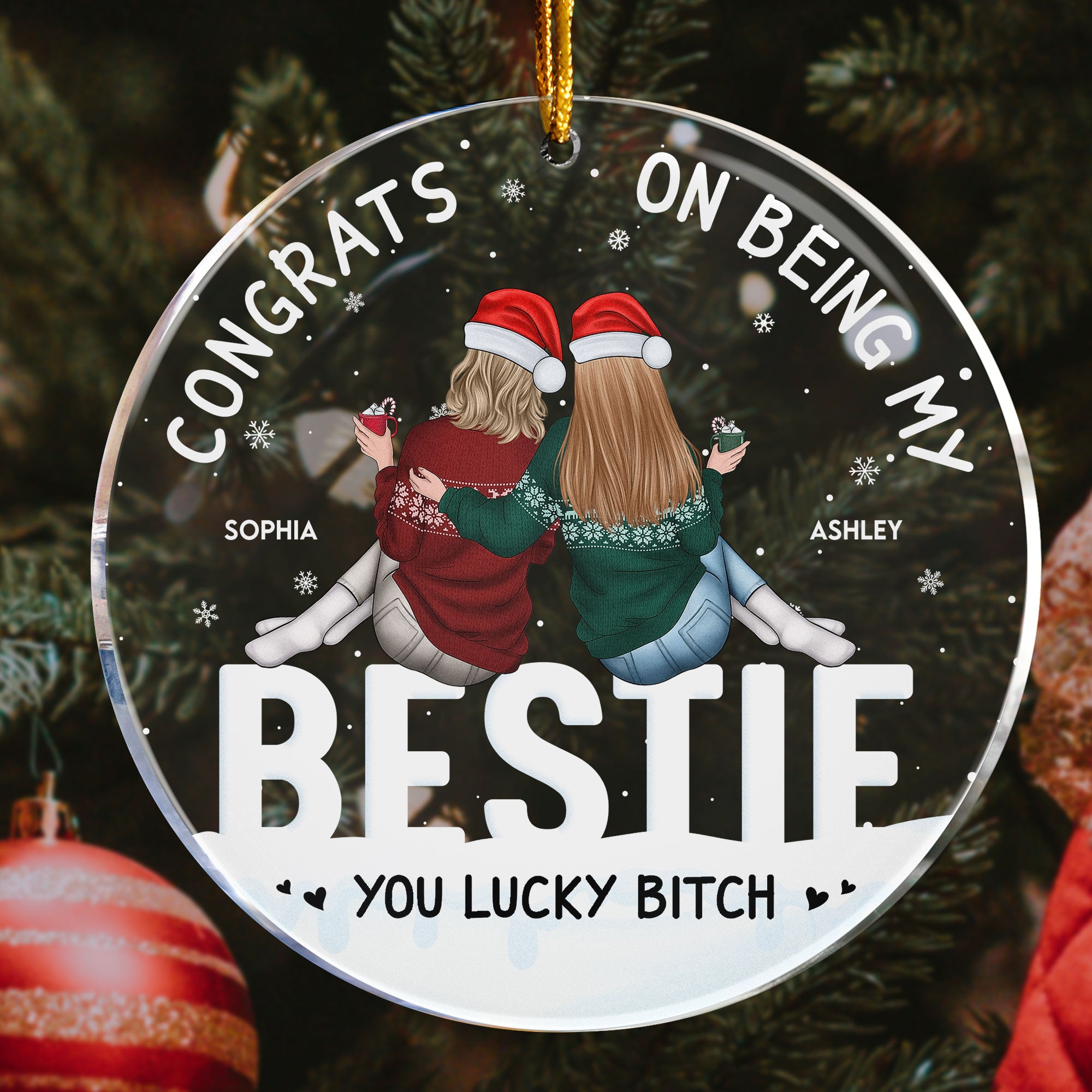 Besties, Congrats On Being My Bestie - Personalized Acrylic Ornament