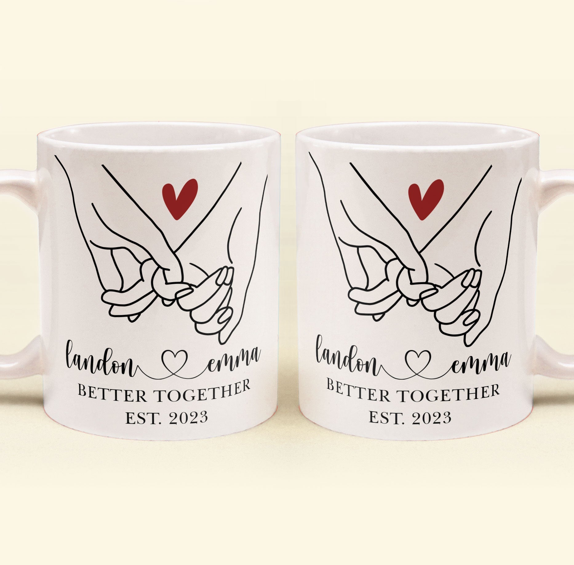 Better Together Holding Hand Couples Anniversay - Personalized Mug