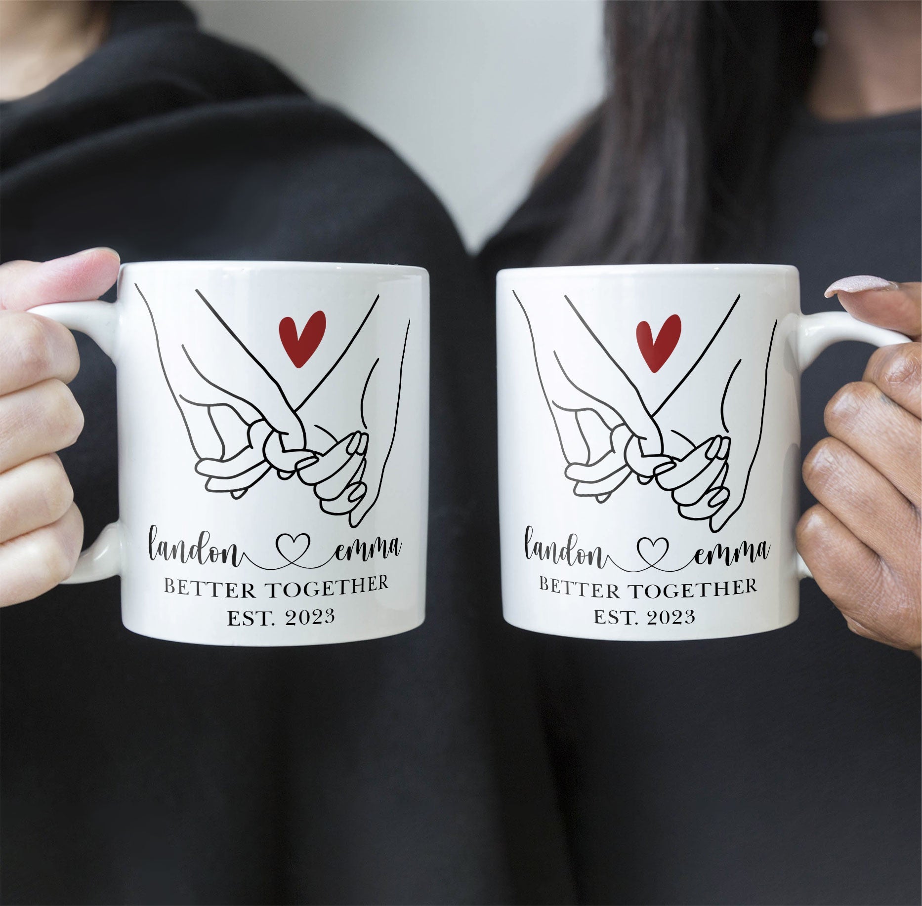 Better Together Holding Hand Couples Anniversay - Personalized Mug