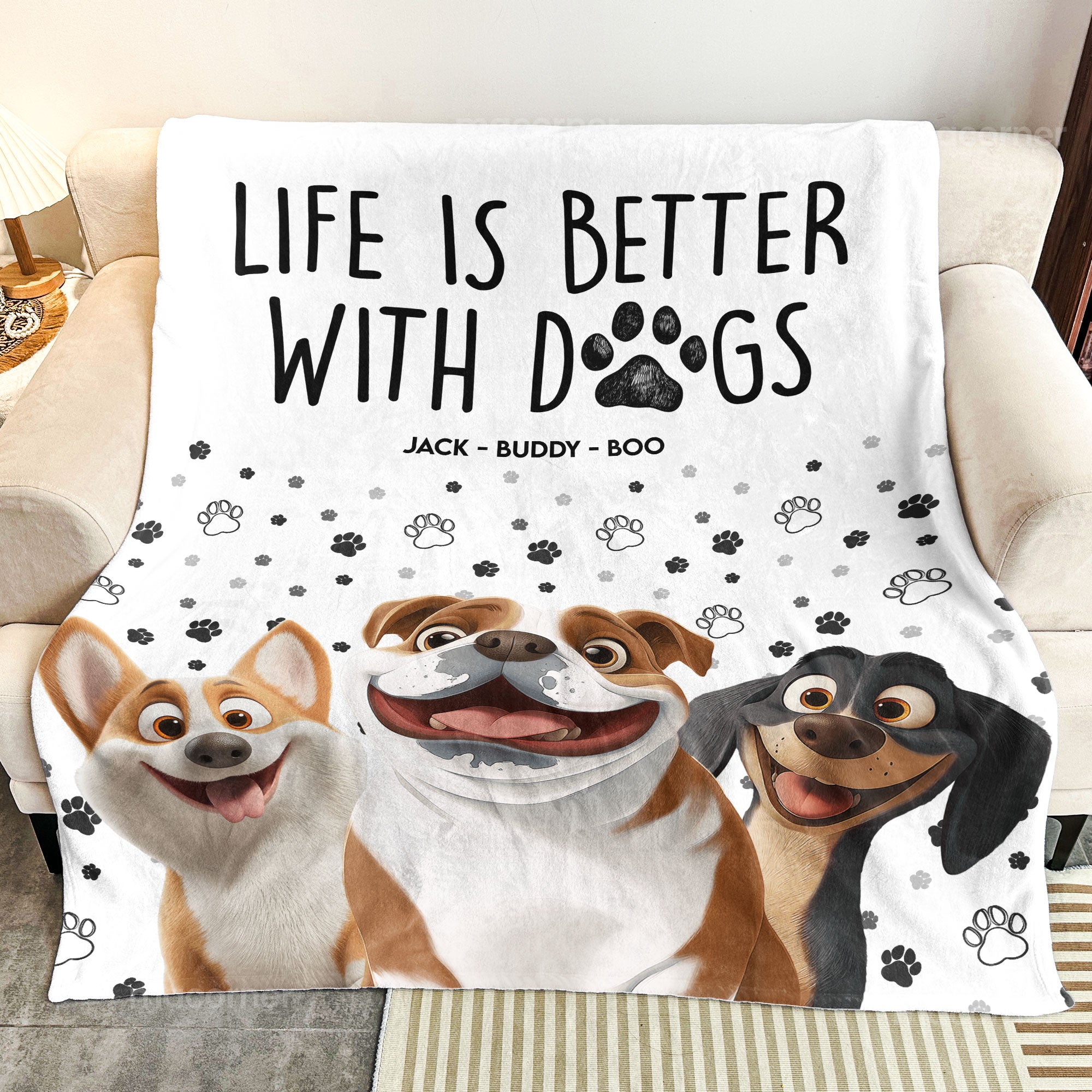 Better With Dogs - Personalized Blanket