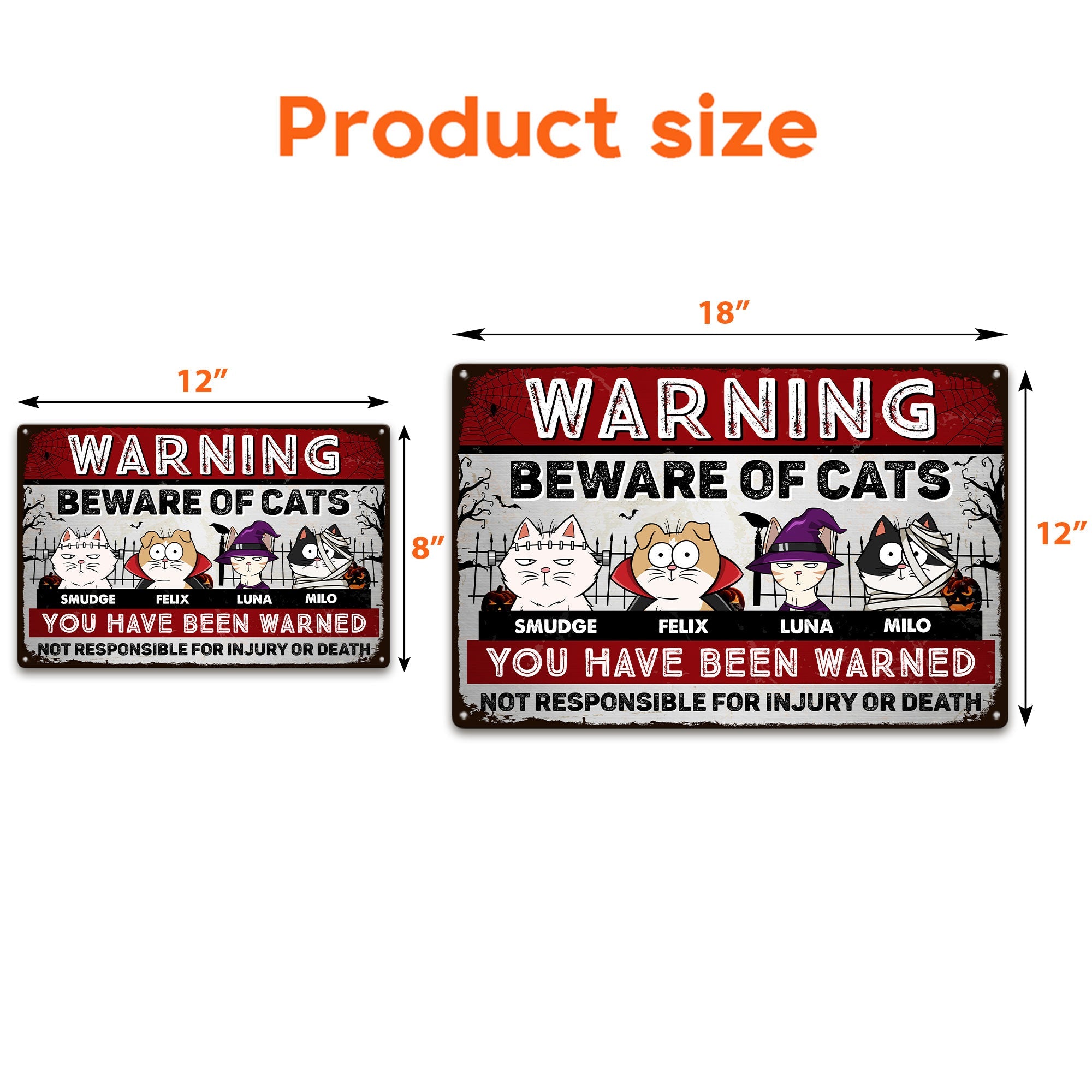 Beware Of Cats - Personalized Metal Sign