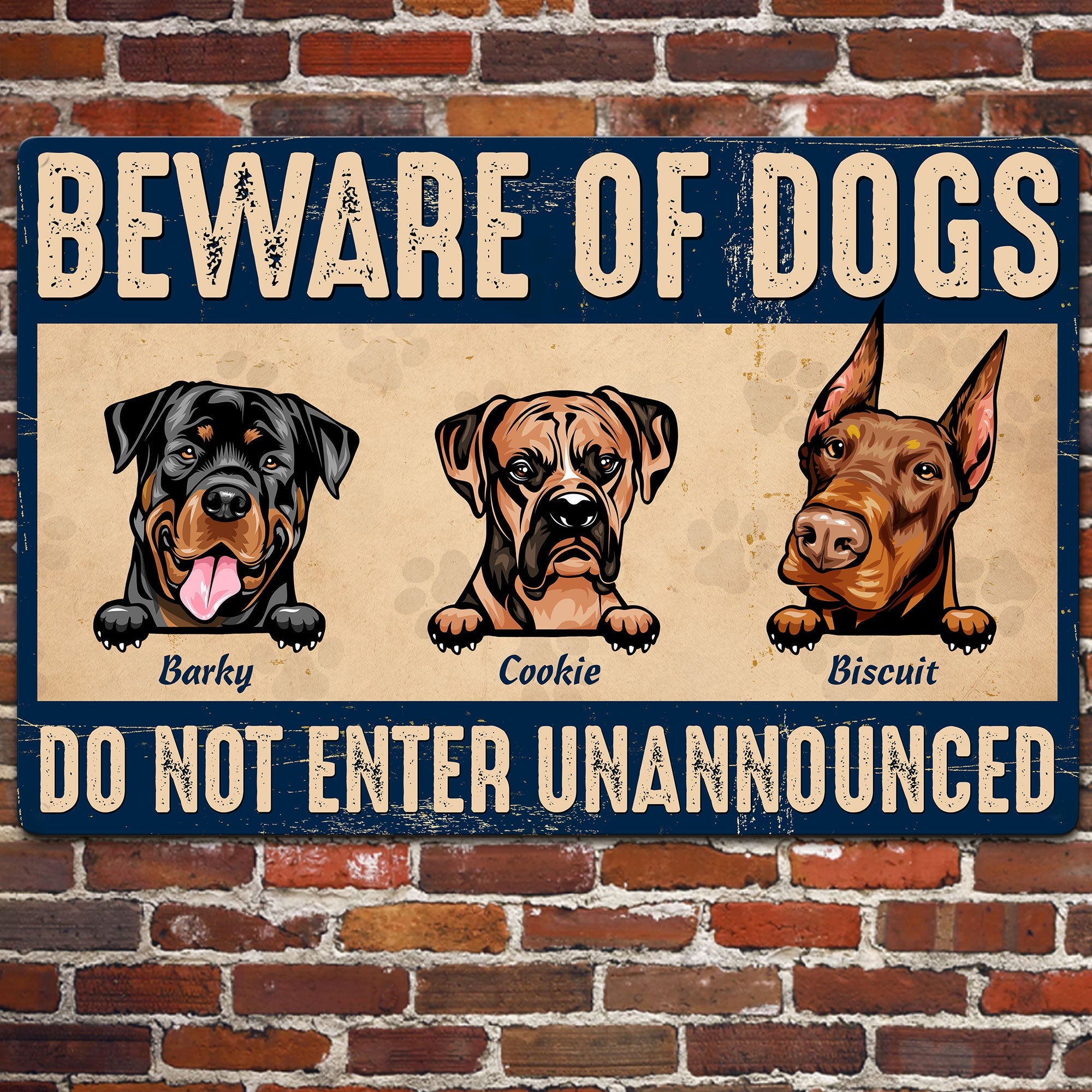 Beware Of Dogs - Personalized Metal Sign