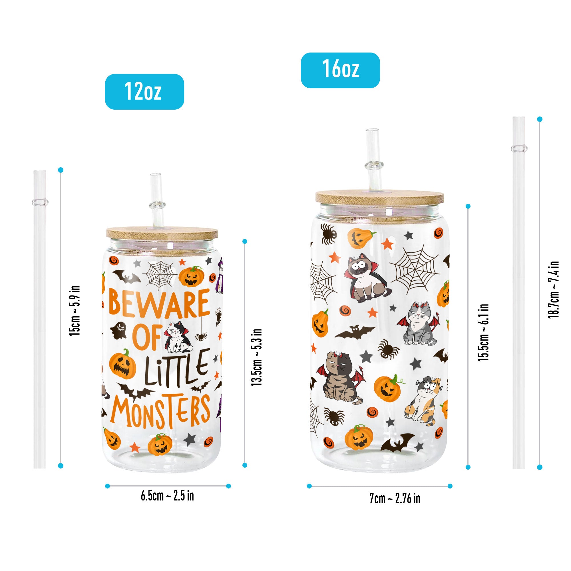 Beware Of Little Monsters Halloween Pet - Personalized Clear Glass Cup