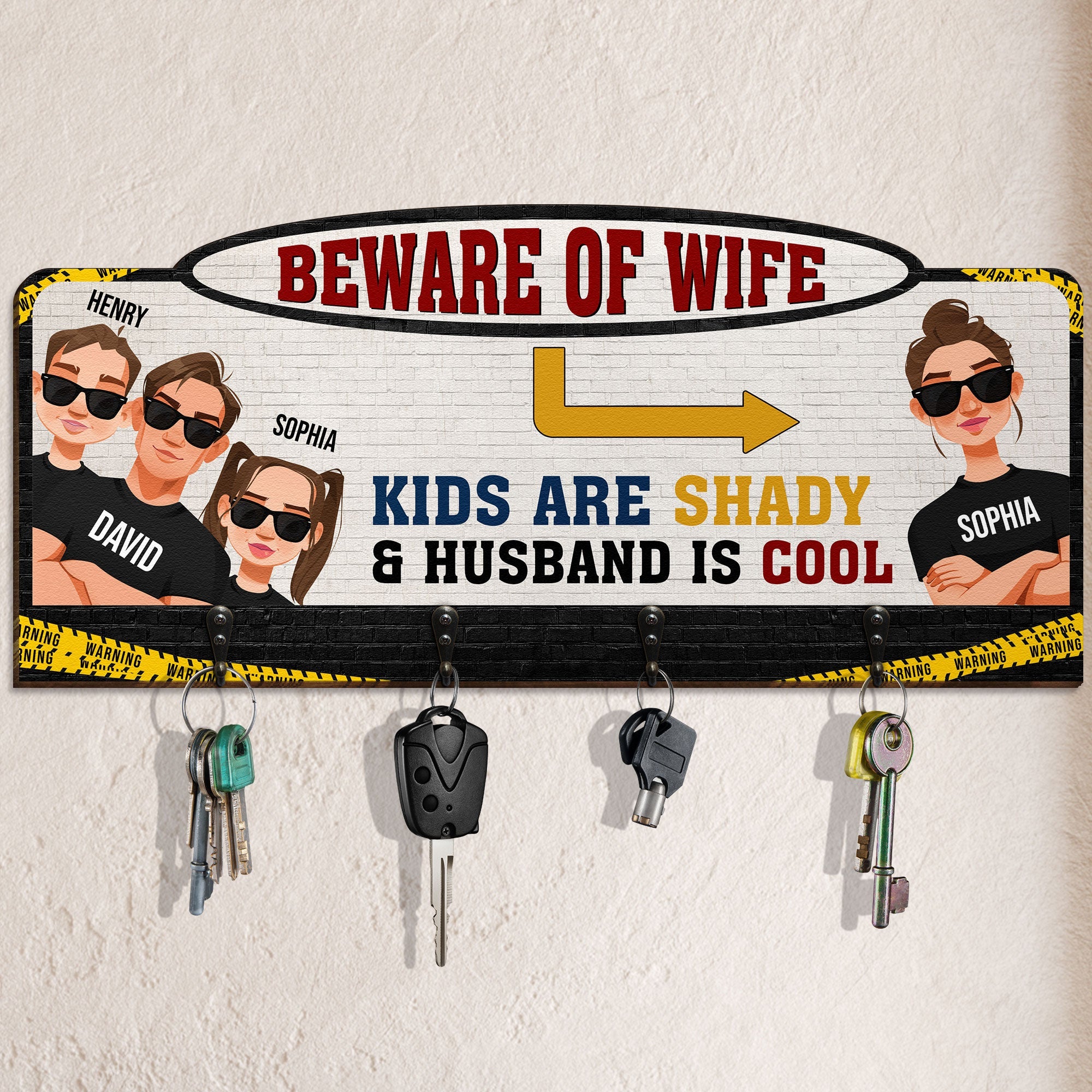 Beware Of Wife - Personalized Custom Key Holder