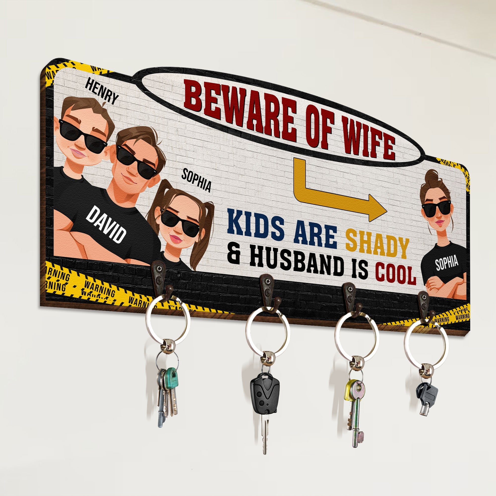 Beware Of Wife - Personalized Custom Key Holder