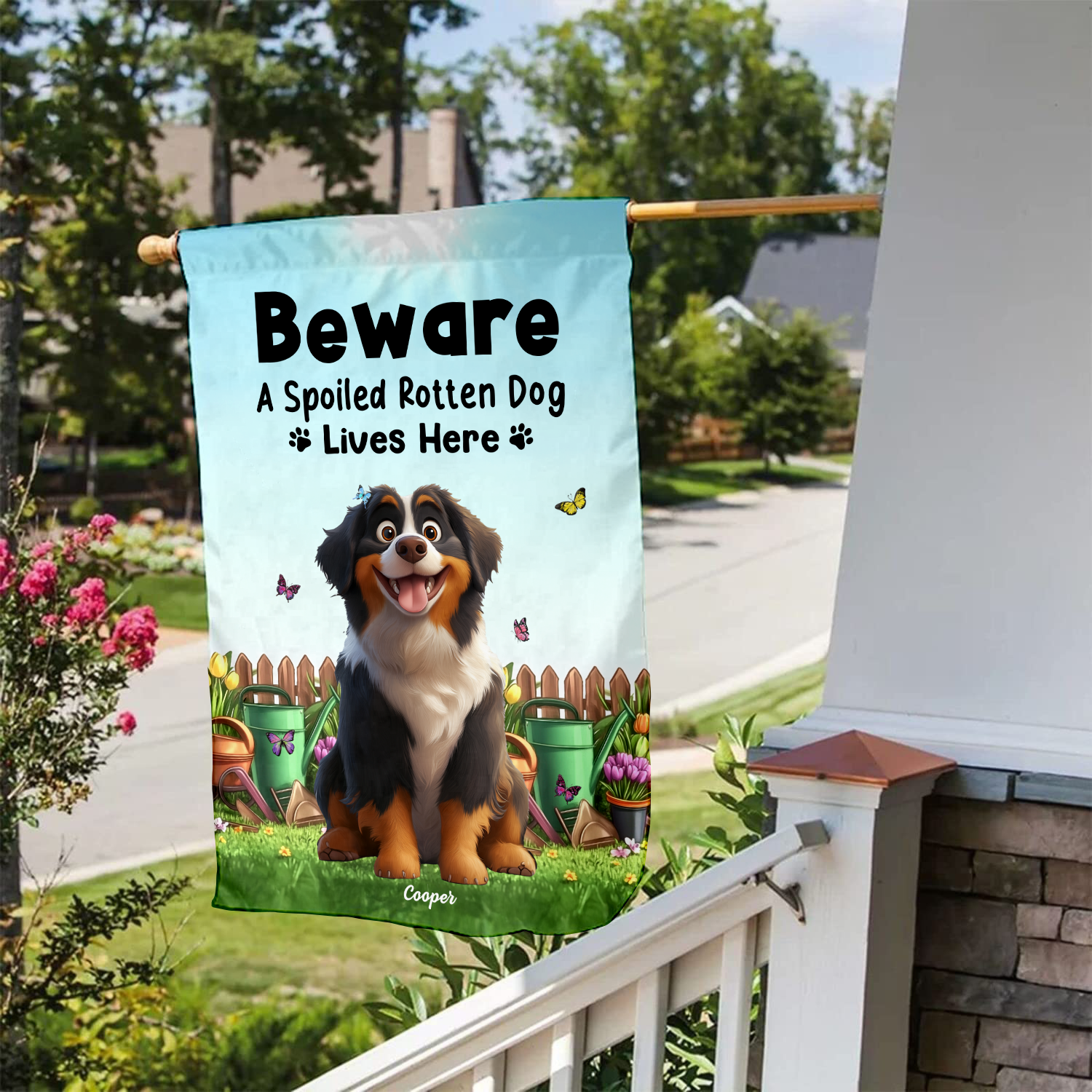 Beware Spoiled Rotten Dogs Live Here - Personalized Flag