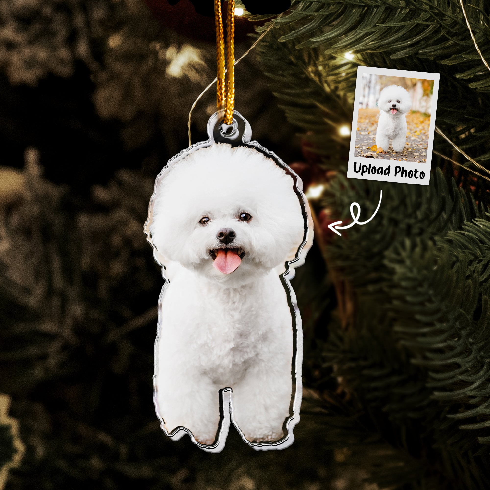 Bichon Frise Ornament - White Bichon Frise Dog - Personalized Acrylic Photo Ornament