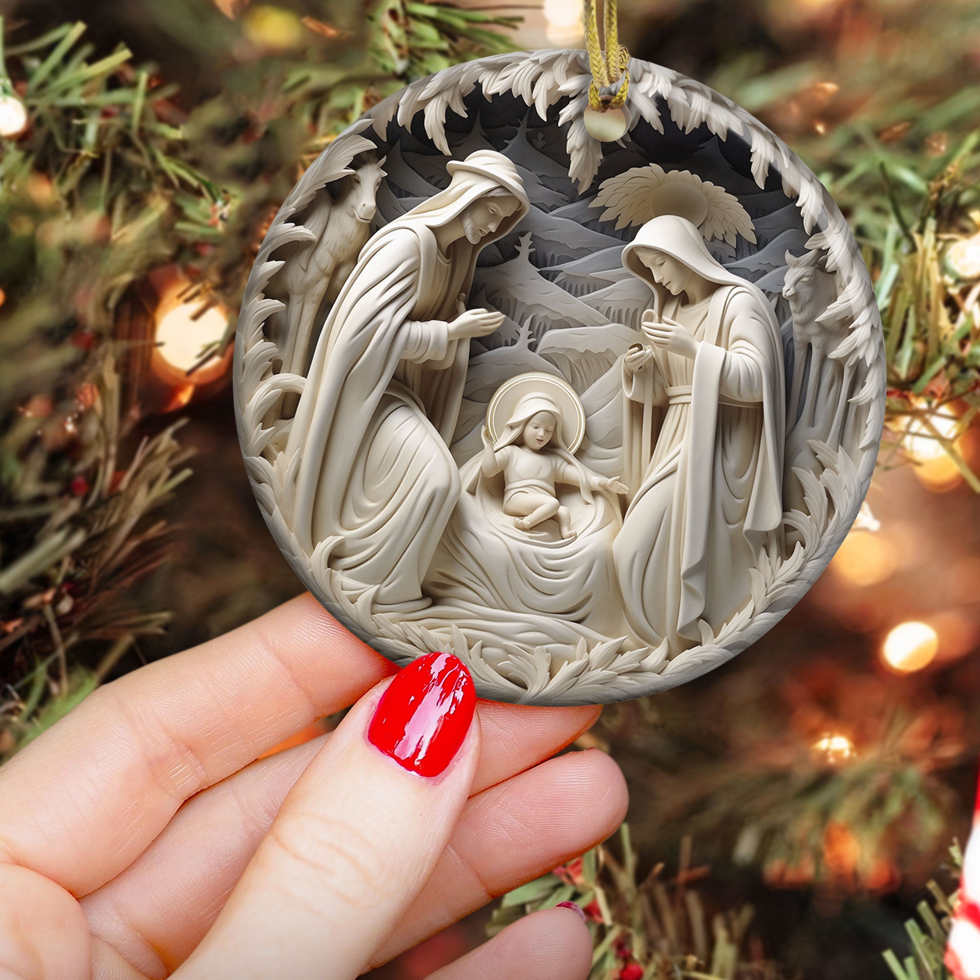 Birth Of Jesus - Personalized Ceramic Ornament