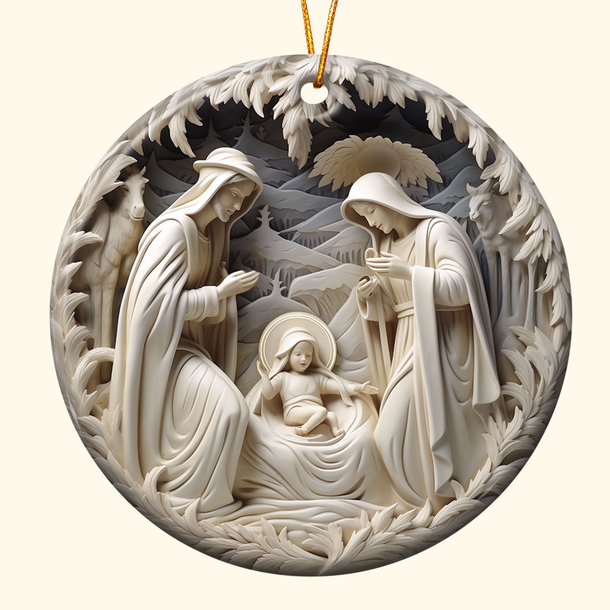 Birth Of Jesus - Personalized Ceramic Ornament