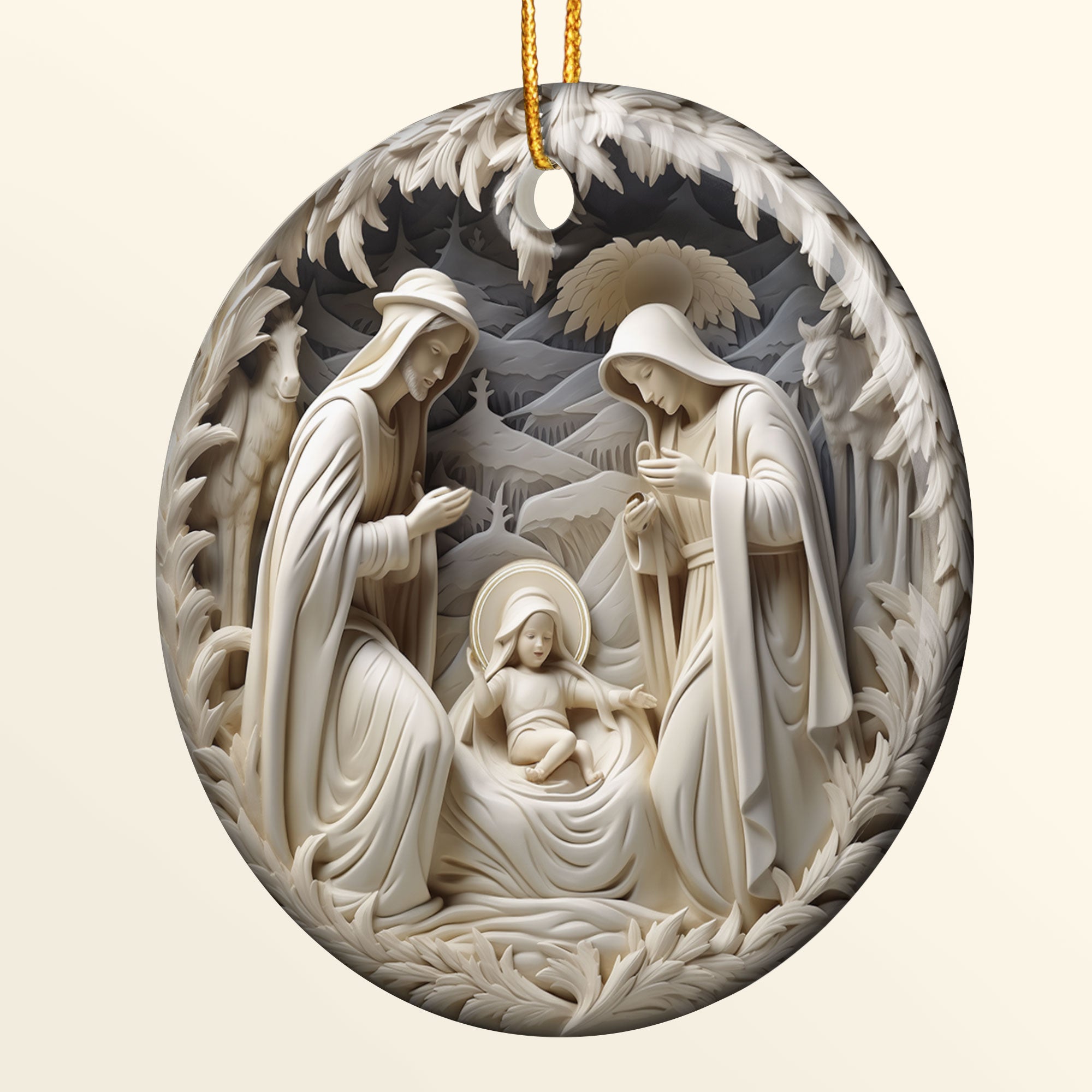 Birth Of Jesus - Personalized Ceramic Ornament