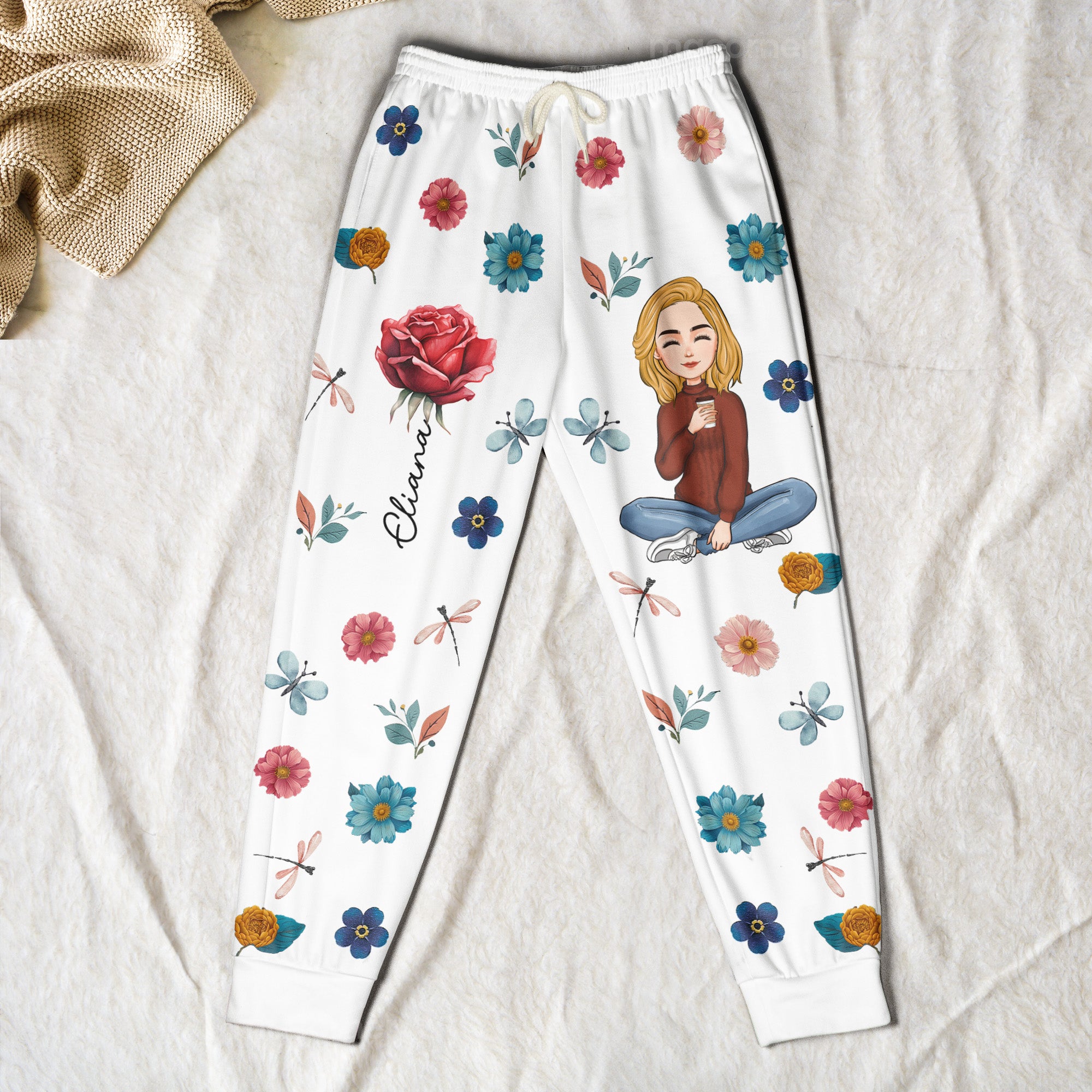 Birthday Flower With Name - Personalized Sweatpants