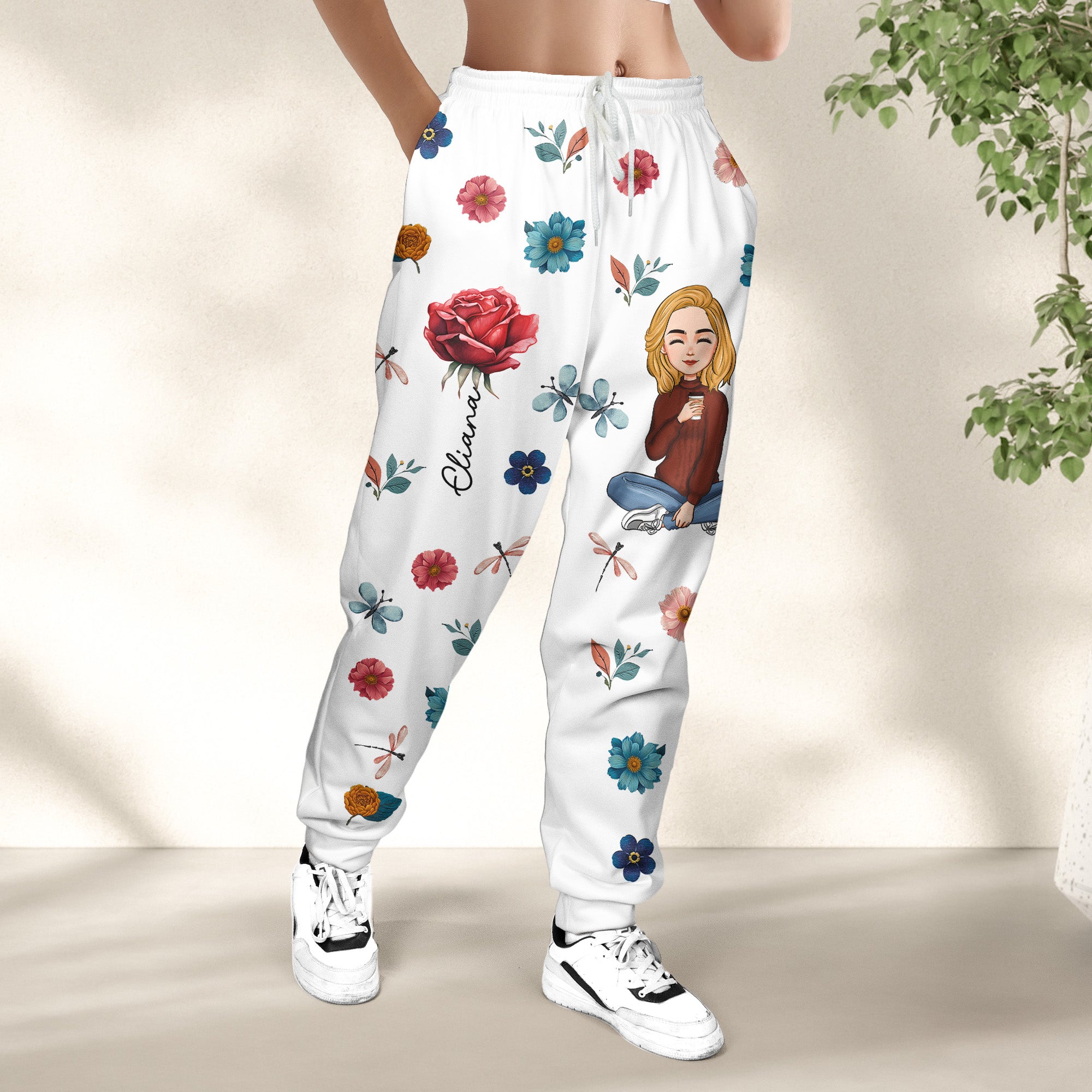 Birthday Flower With Name - Personalized Sweatpants