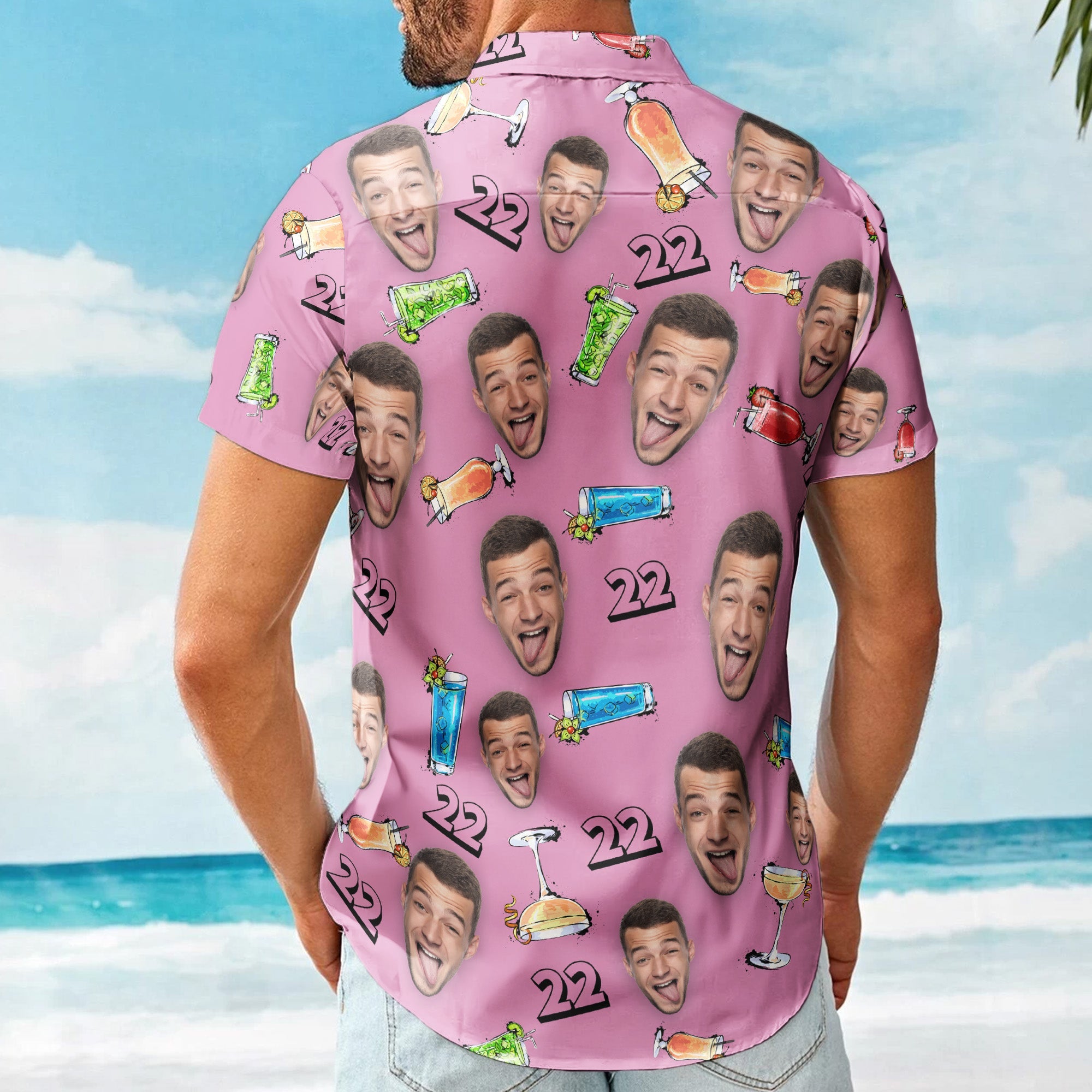 Birthday Party Drinks Custom Face Funny Birthday Gift- Custom Photo Hawaiian Shirts