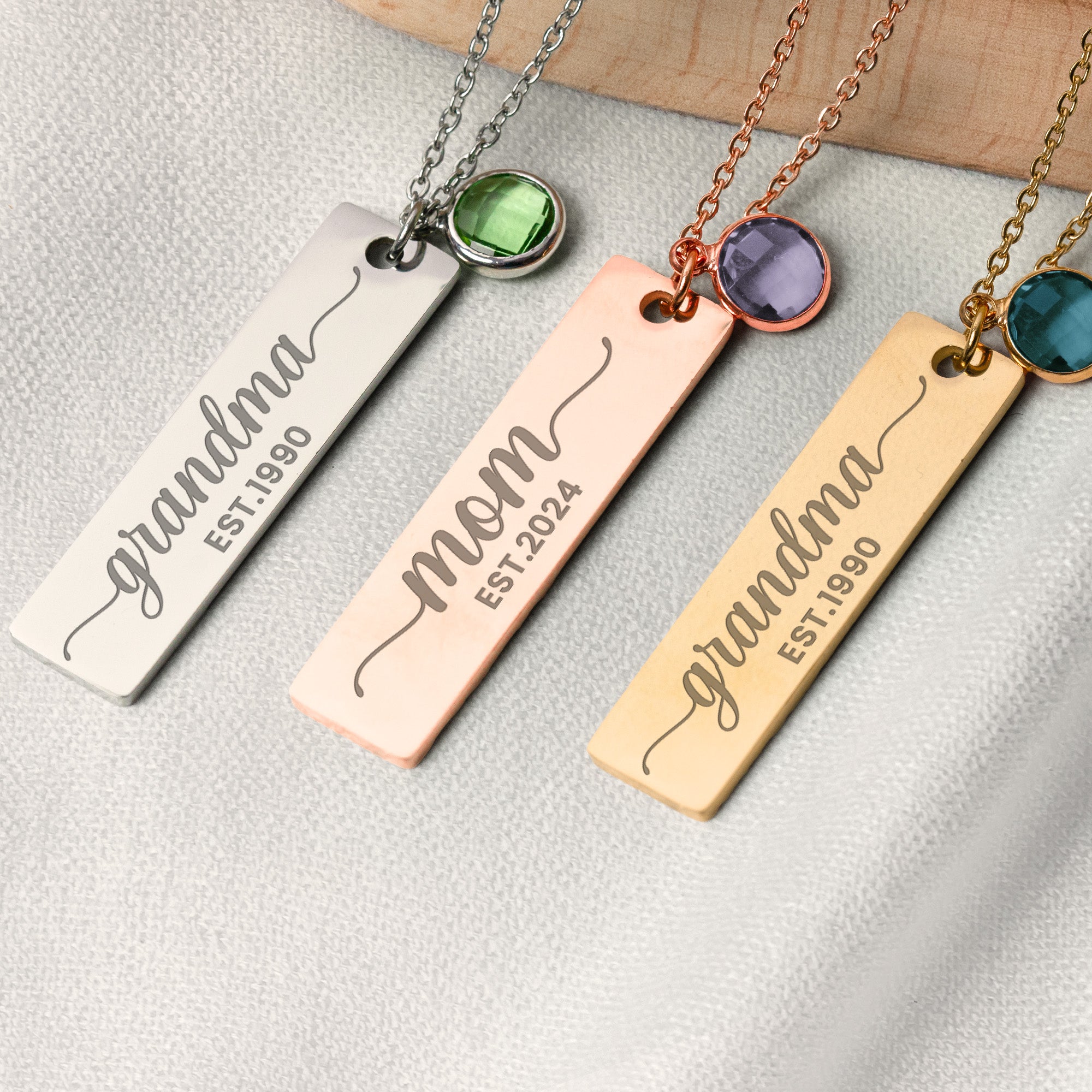 Birthstone Necklace Gift For Mom Grandma - Personalized Birthstone Necklace