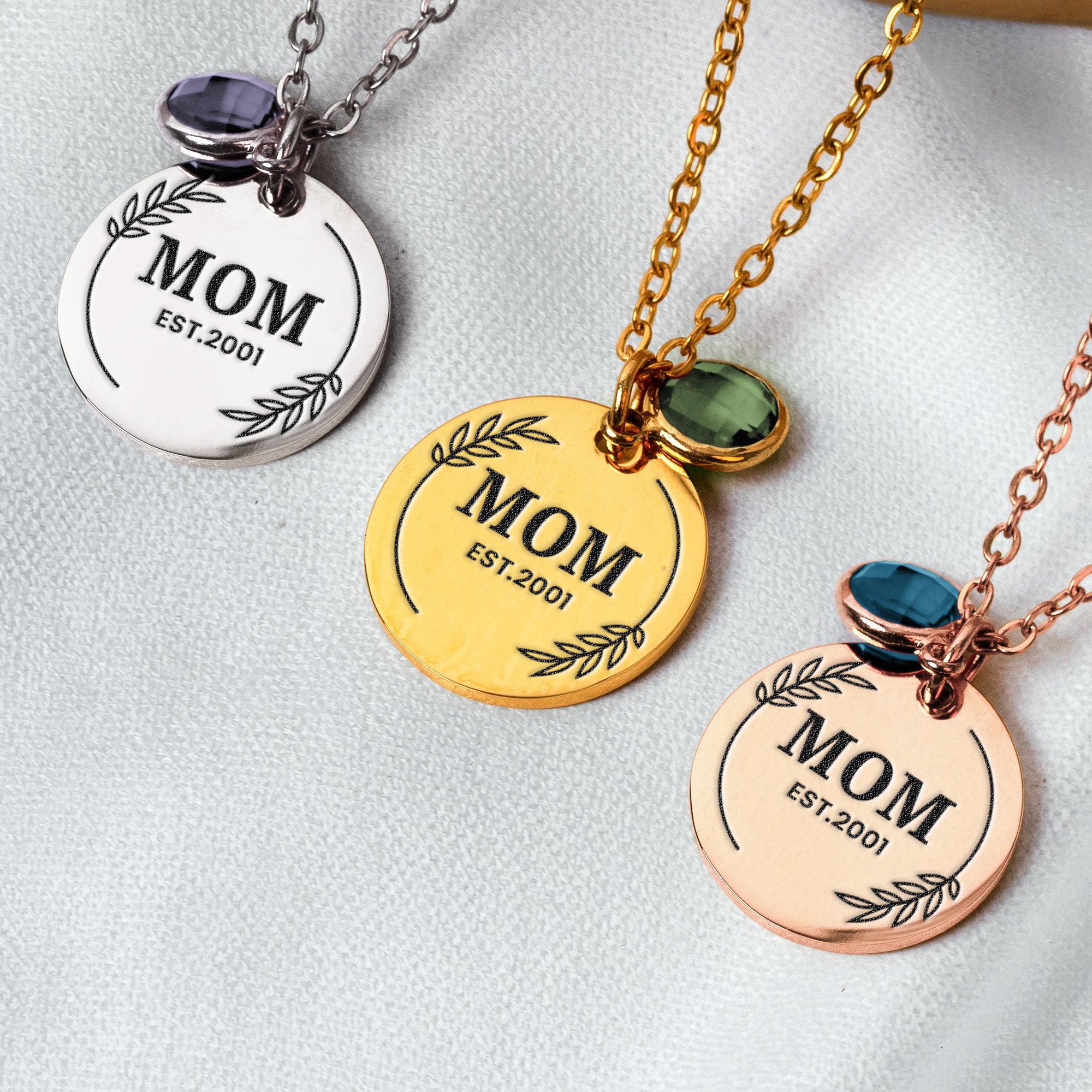 Birthstone Necklace Gift For Mom Grandma - Personalized Birthstone Necklace