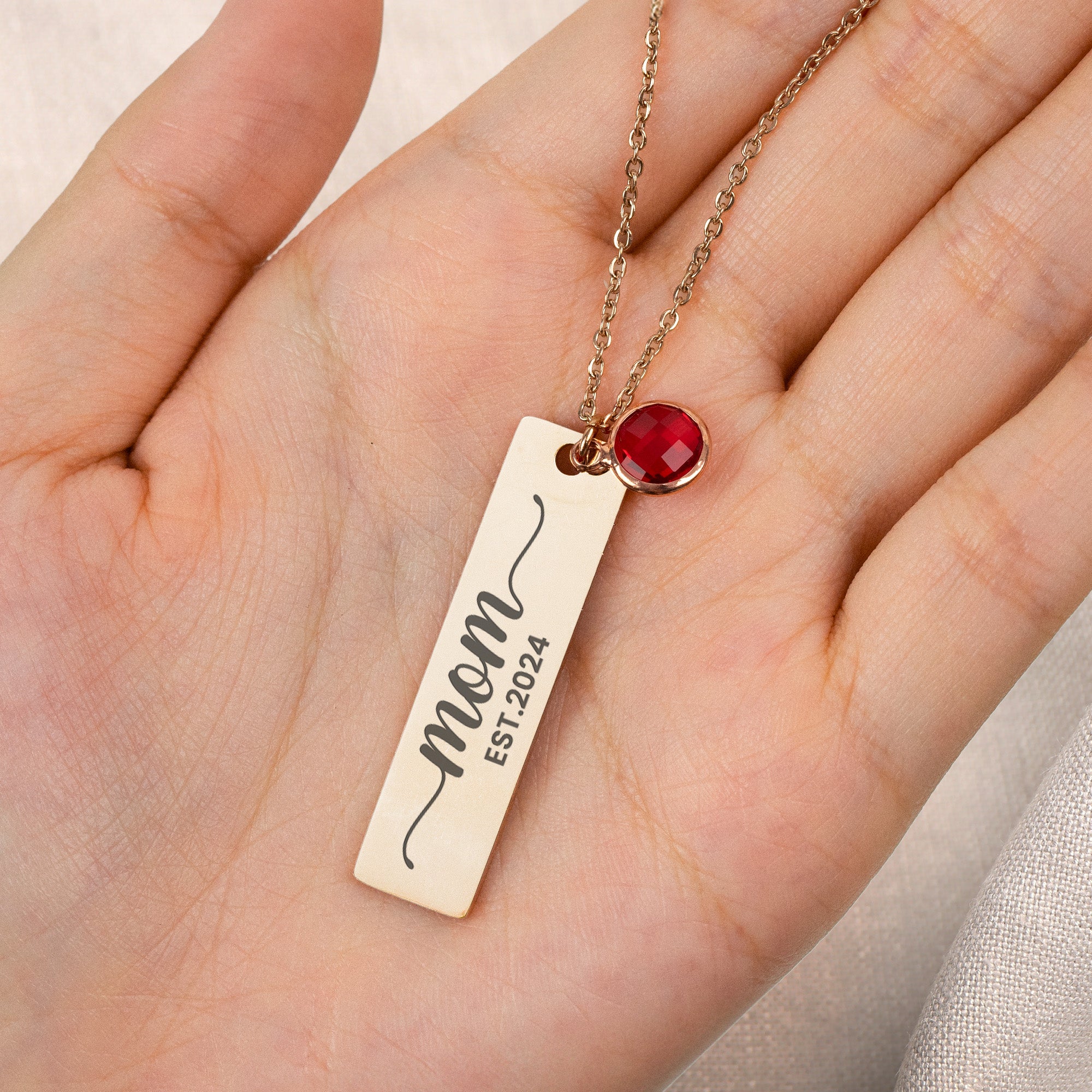 Birthstone Necklace Gift For Mom Grandma - Personalized Birthstone Necklace