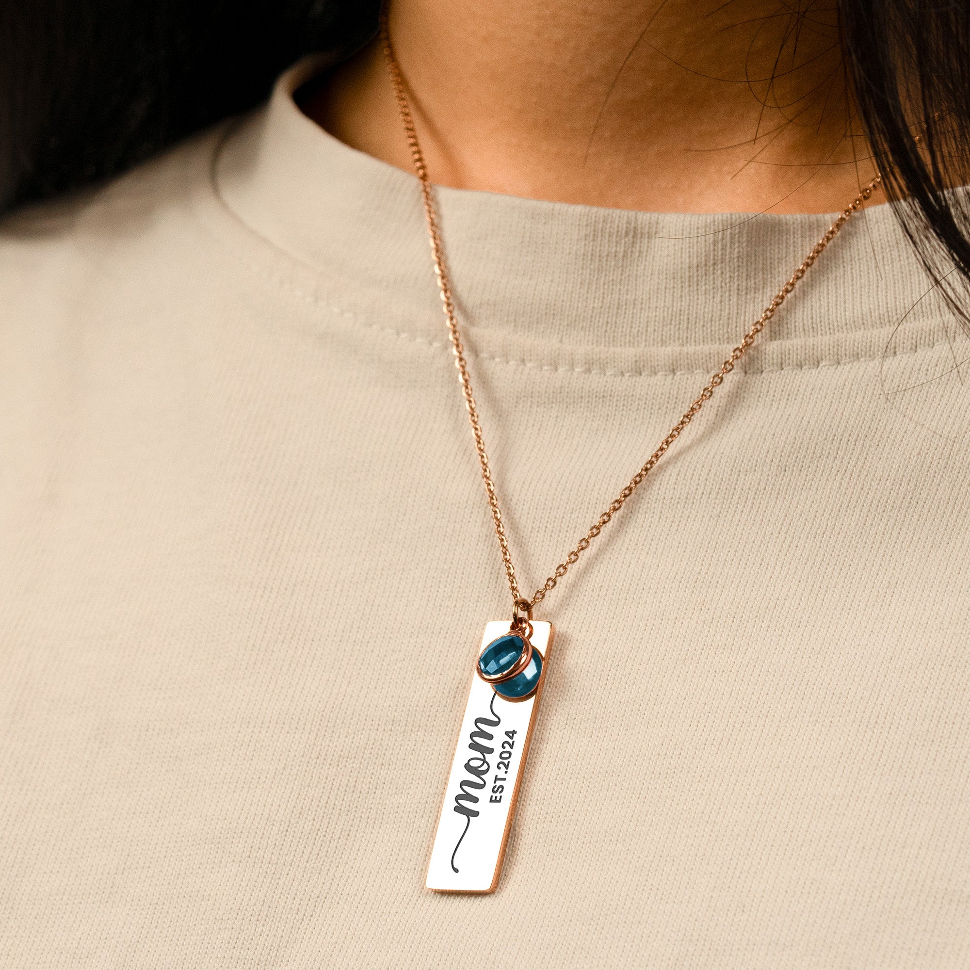 Birthstone Necklace Gift For Mom Grandma - Personalized Birthstone Necklace